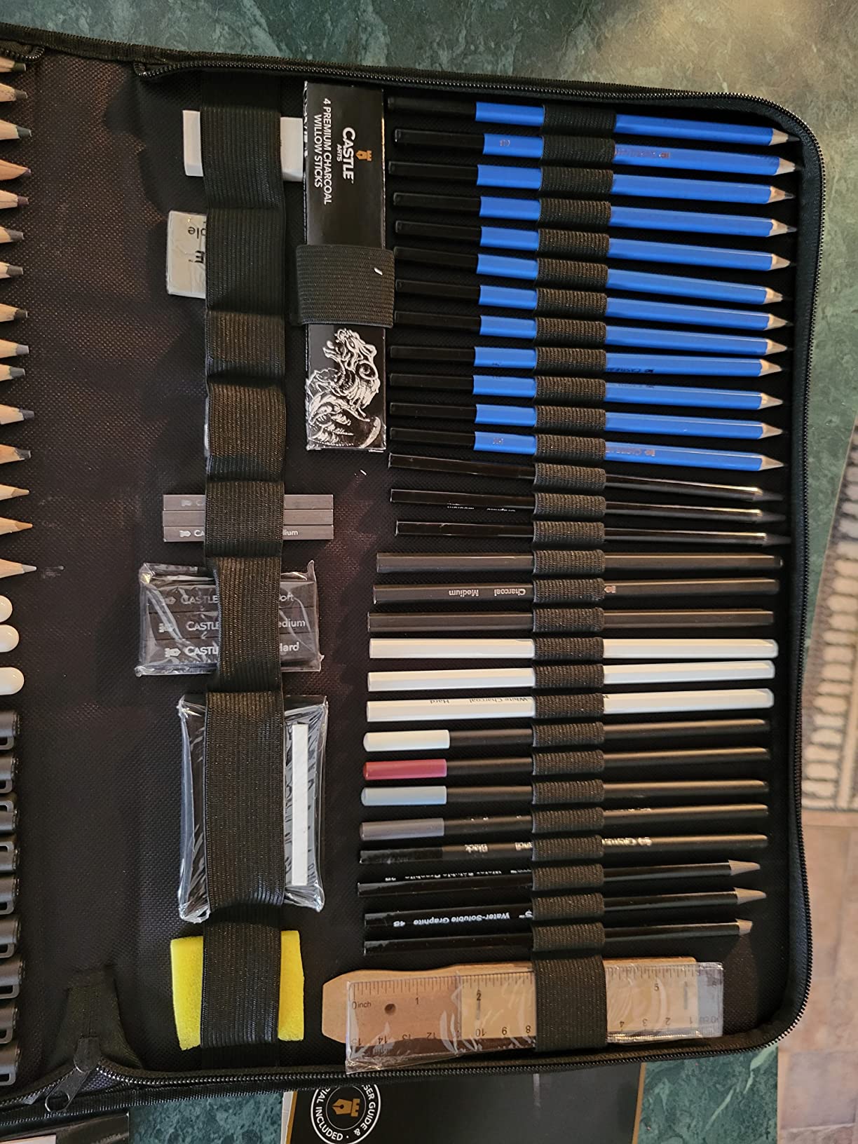 Castle Art Supplies 100 Piece Drawing Sketching and Charcoal Set for Adults | Graphite, charcoal, pastel, and metallic pencils, plus more extras - for professional and adult artists alike customer photo 1