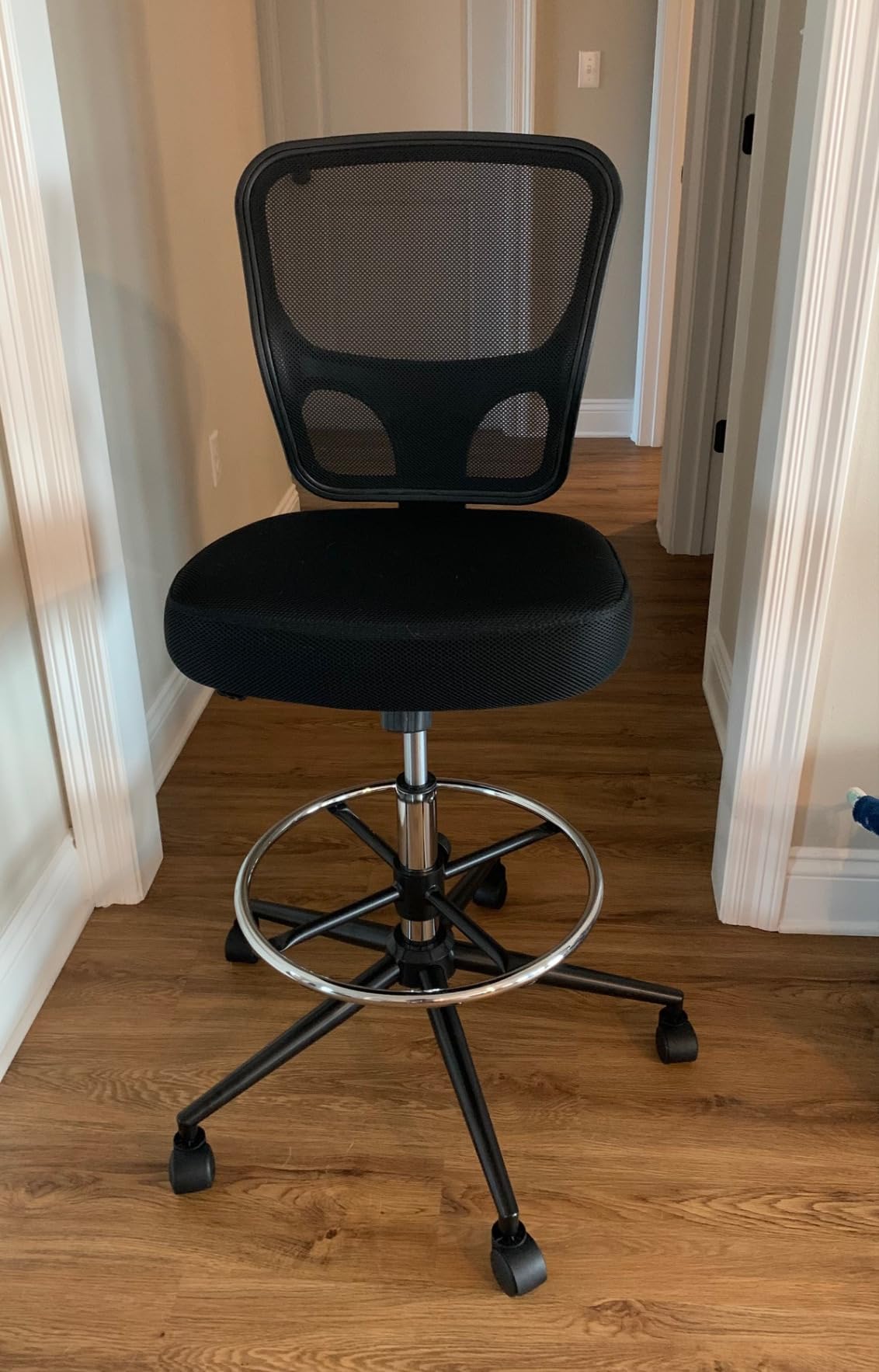 Armless Drafting Chair Tall Office Chair Adjustable Height High Back Ergonomic Desk Chair Drafting Stool Rolling Bar Stools Chairs with Footrest and Wheels customer photo 2
