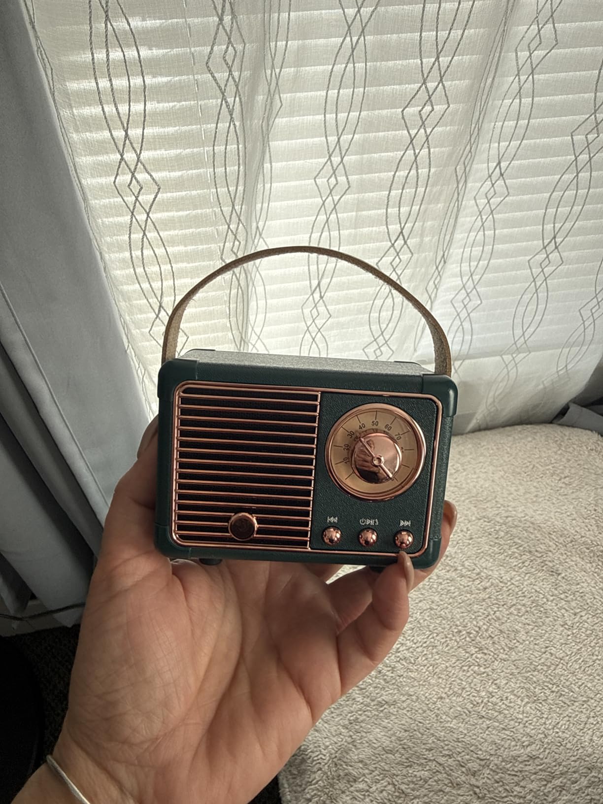 Dosmix Retro Bluetooth Speaker,Small Vintage Decor,Cute Birthday Gifts Blue customer photo 1
