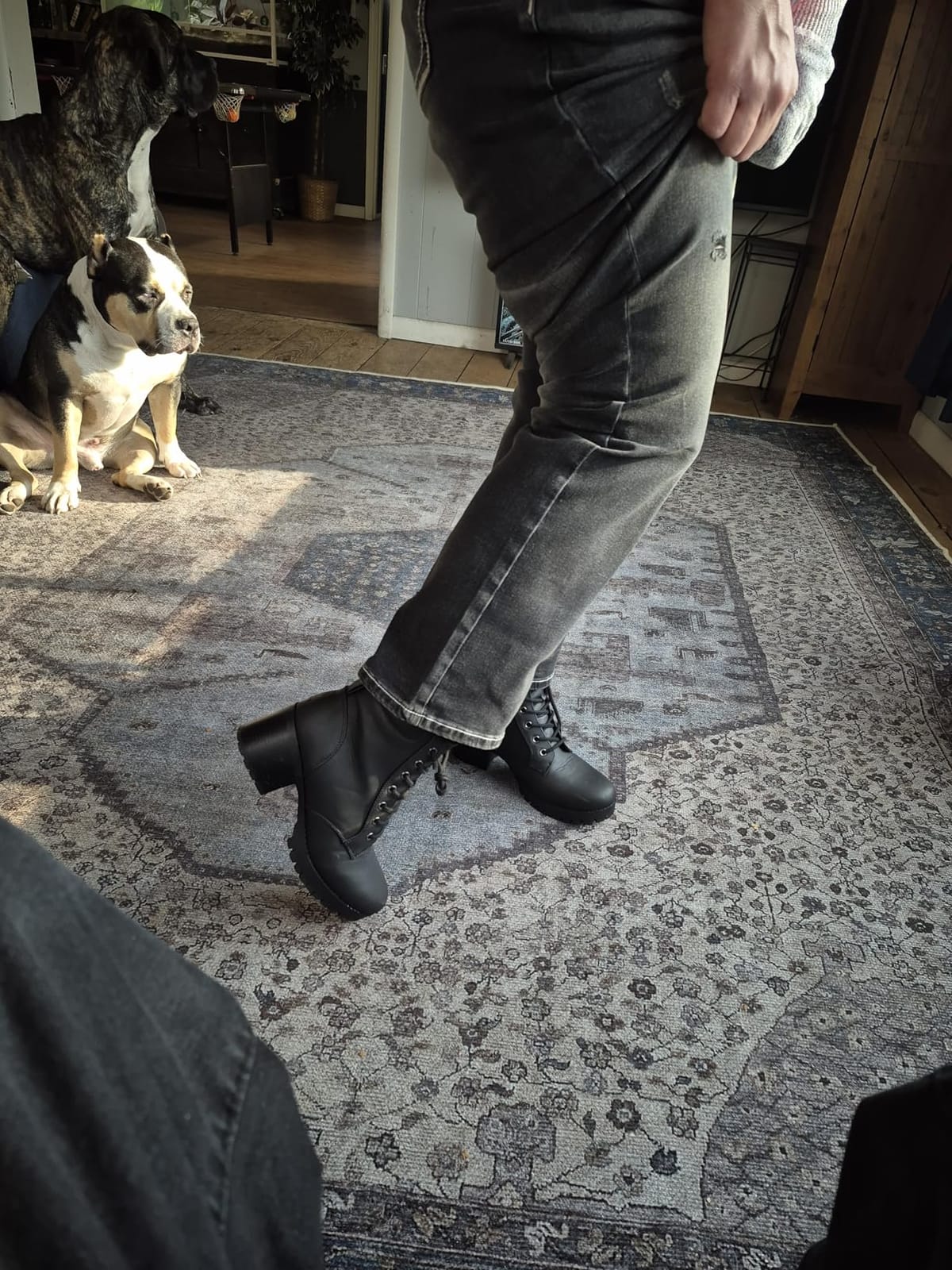 Soda Single Lug Sole Chunky Heel Combat Ankle Boot Lace up w/Side Zipper customer photo 2