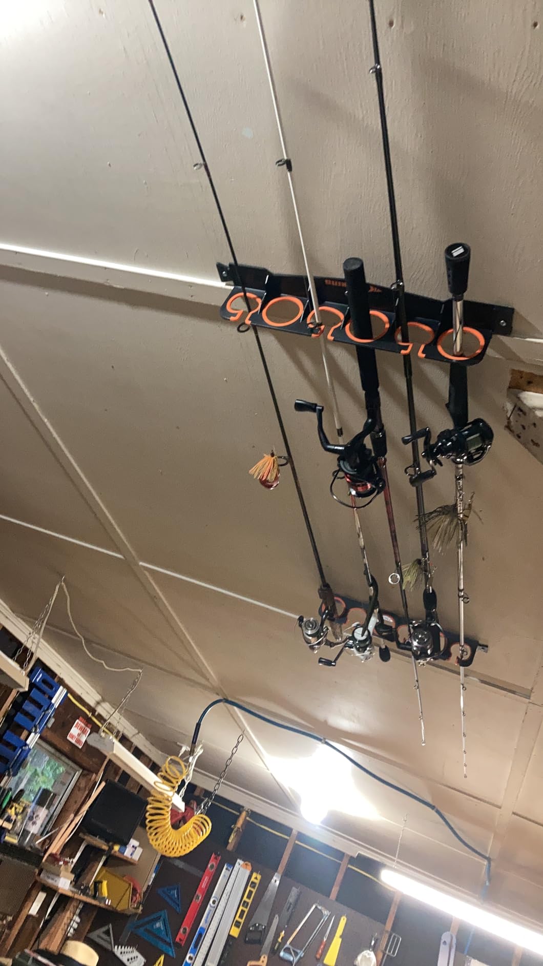 KastKing SafeGuard Fishing Rod Holder, Black, 1 Pack | Stores 6 Rod Combos, Protective Soft Lining, Wall & Ceiling Mount, Heavy-Duty Construction, Expandable Rack Design customer photo 1
