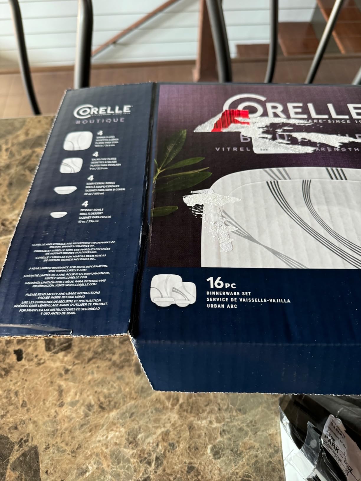 Corelle Urban Arc 16pc, Service for 4, Dinnerware Set, 8 Plates Bowls, Chip & Break Resistant, Dinner and Corelleware White customer photo 1