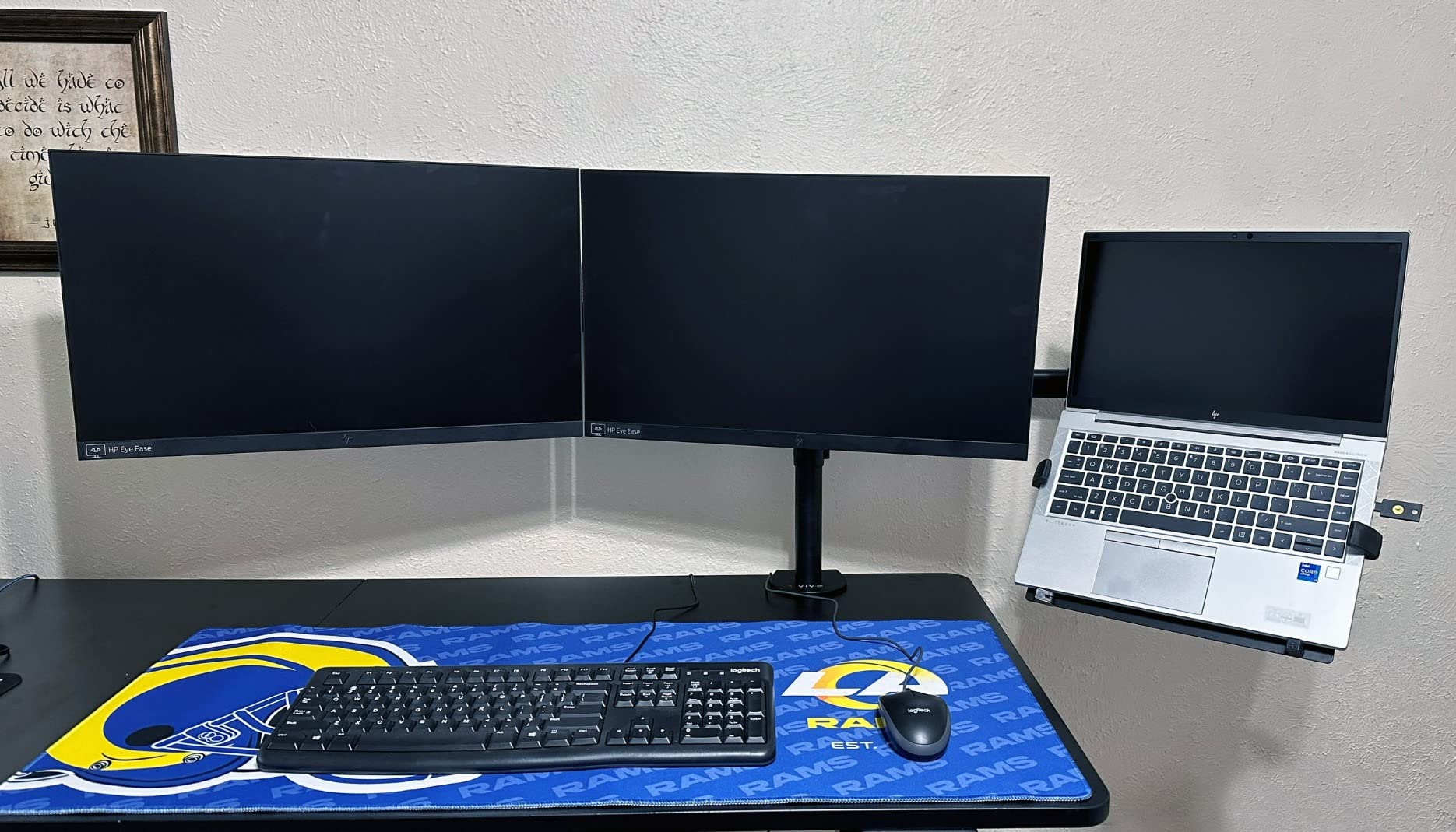 VIVO Dual Monitor + Laptop Mount for 13 to 27 inch Screens and 10 to 15.6 inch Laptops, Triple Screen Viewing, Articulating Arms, Black, STAND-V013L customer photo 2