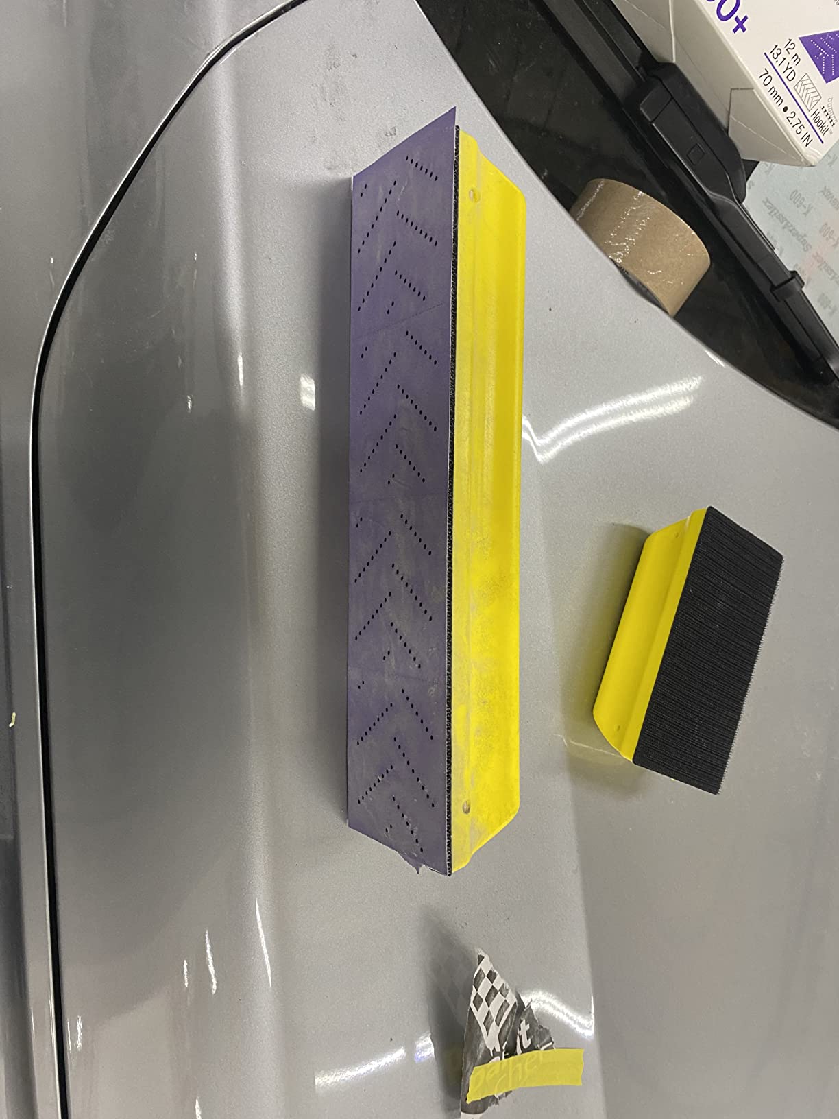 VOLSIVE 7pcs Hand Sanding Block Set, Rectangle Handheld Sanding Pad, Hook and Loop Interchangeable Assorted Shapes, for Sanding or Polishing in Auto Body and Paint Shops - Yellow customer photo 1