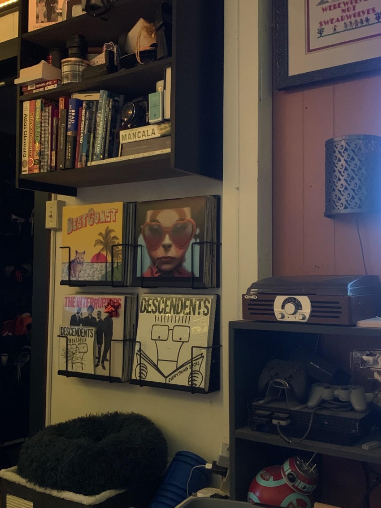 Vinyl Record Storage Wall Mount Display Shelf - Matte Black 2-Pack | Premium one-piece solid-steel record holder - Holds 15 LPs per shelf - Gallery-style album art - Designed in Australia customer photo 2