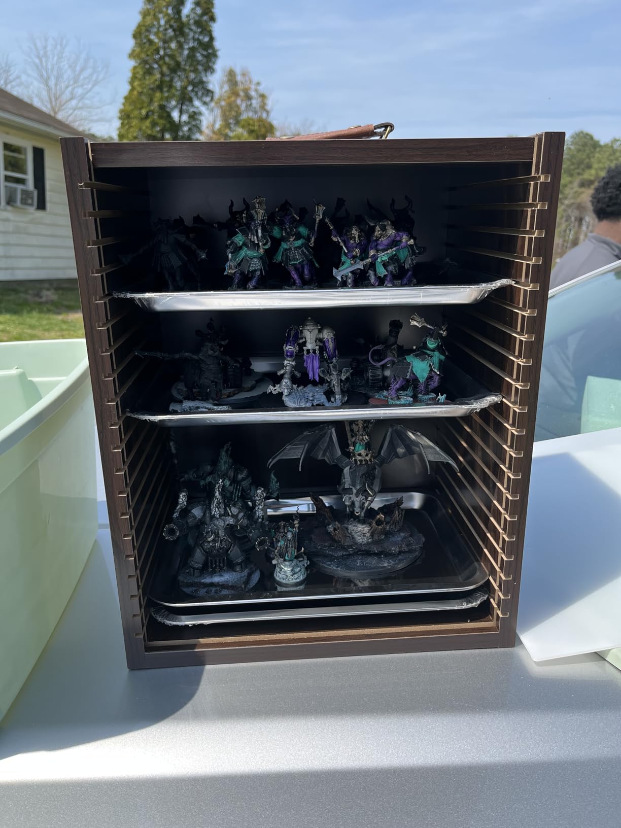 Miniature Carrying Case, Wooden Display Case for Action Figures, Black customer photo 1