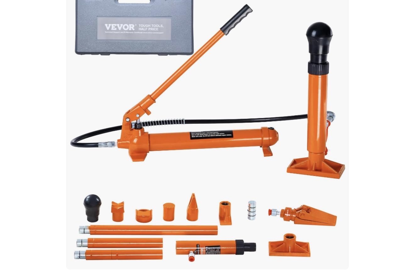 VEVOR 4 Ton Porta Power Kit, Portable Hydraulic Jack with 3.9 ft/1.2 m Oil Hose, Auto Body Frame Repair Kit with Storage Case for Car Repair, Truck, Farm (8800 LBS) customer photo 2