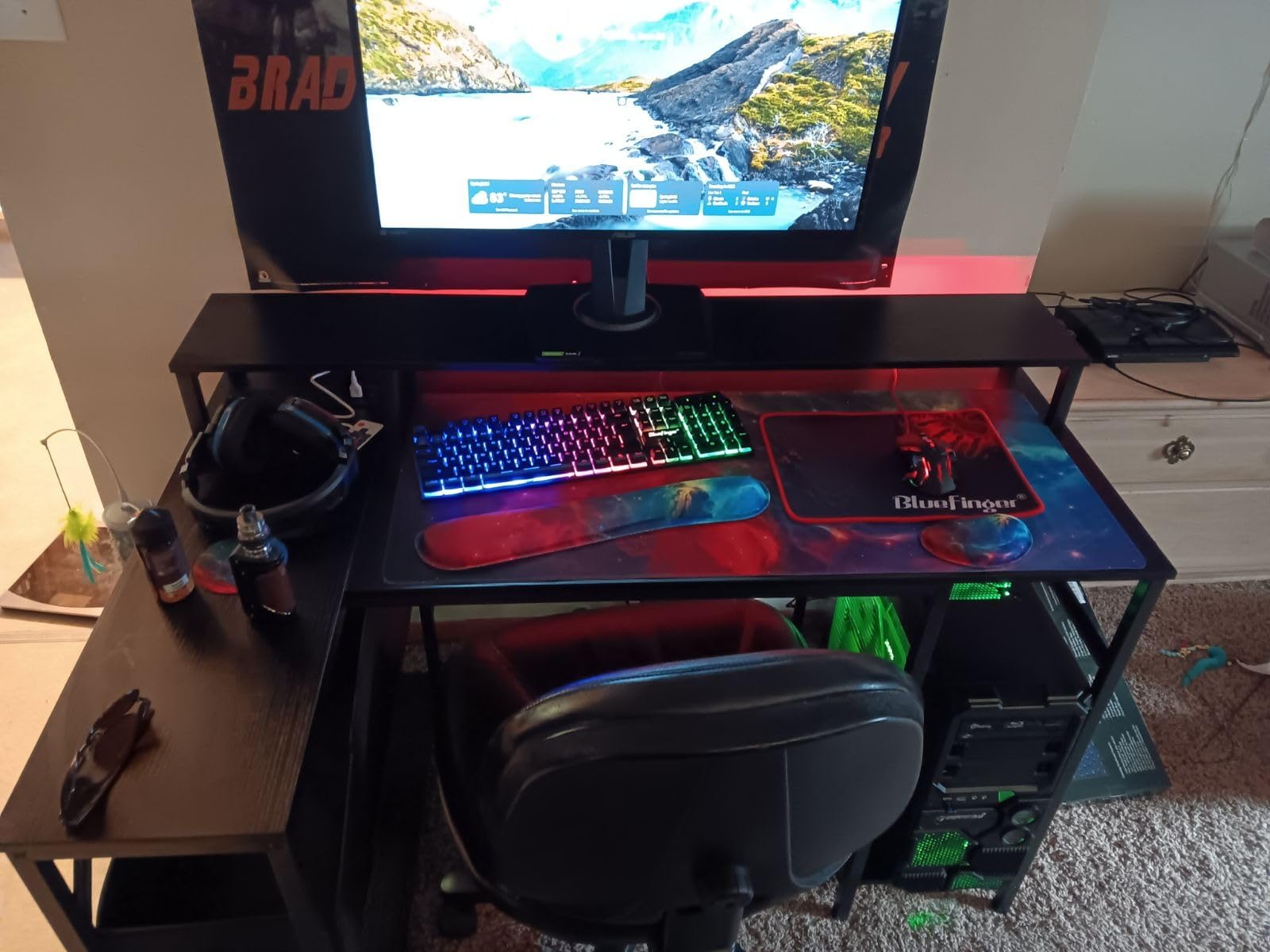 ARTSO Gaming Mouse Pad Wrist Support Set, XXL Large Desk Mat Mousepad + Keyboard Wrist Support+ Mouse Wrist Rest+Coaster 4in1 Ergonomic, Memory Foam, Stitched Edge for Home Office -Flowers Plants customer photo 1