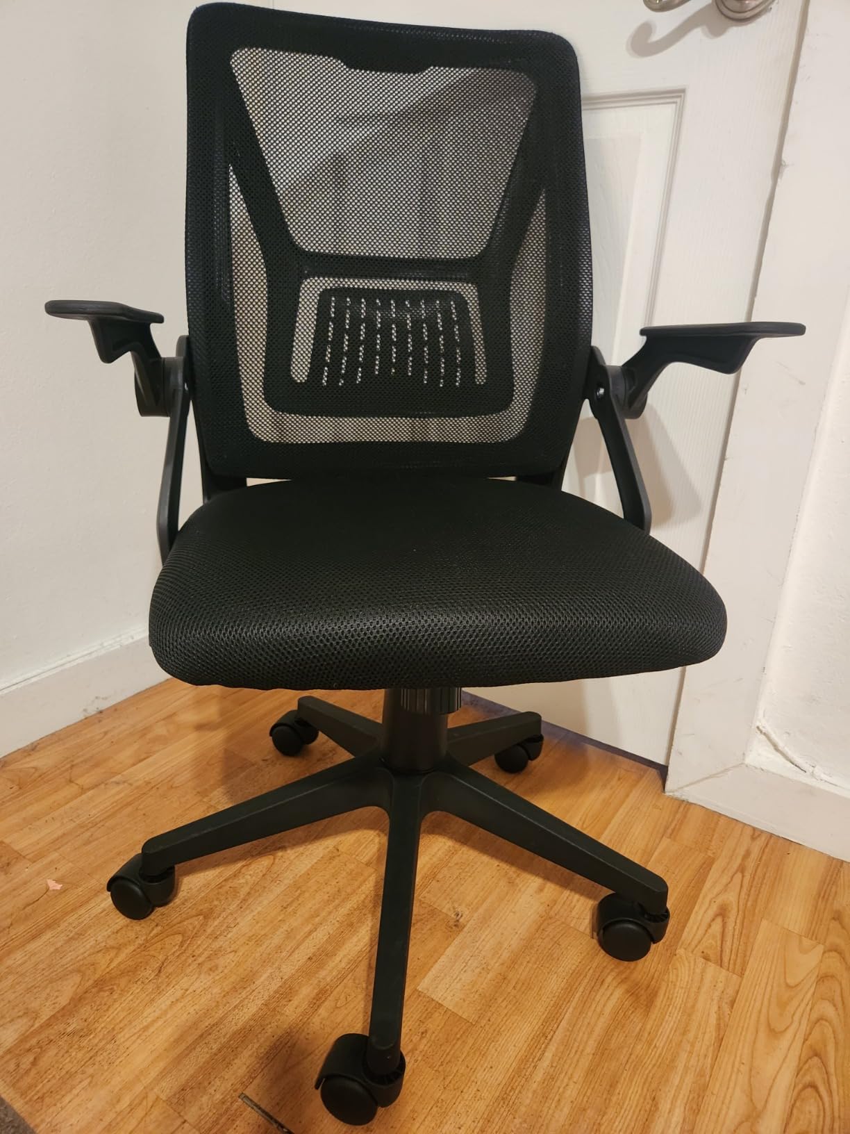 VECELO Mid-Back Swivel Ergonomic Office Chair with Adjustable Arms, Mesh Lumbar Support for Computer Task Work, Black customer photo 2
