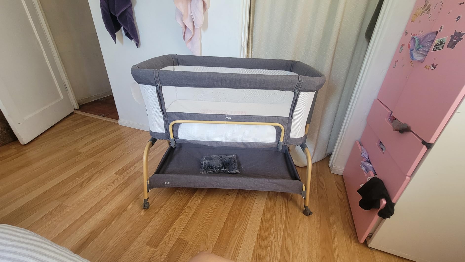 Jimglo 3-in-1 Baby Bassinet, Bedside Sleeper & Rocking Bassinet, Full Mesh customer photo 2