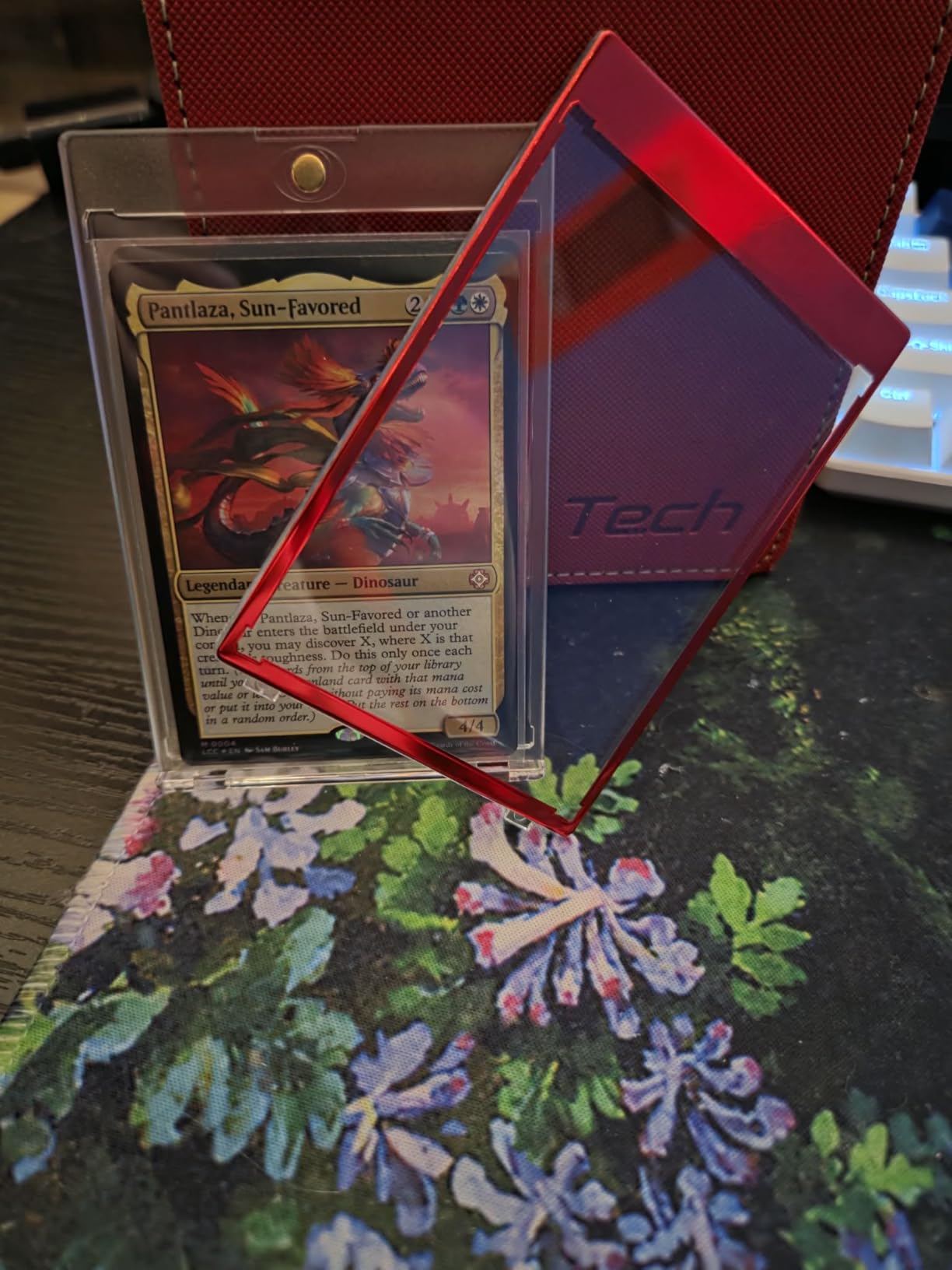 Mage Tech Card Deck Box for MTG Commander - Patented Design, Commander Display, Fits 100 Double-Sleeved Cards, 35pt Card Brick & Dice Tray - Black/Red customer photo 1