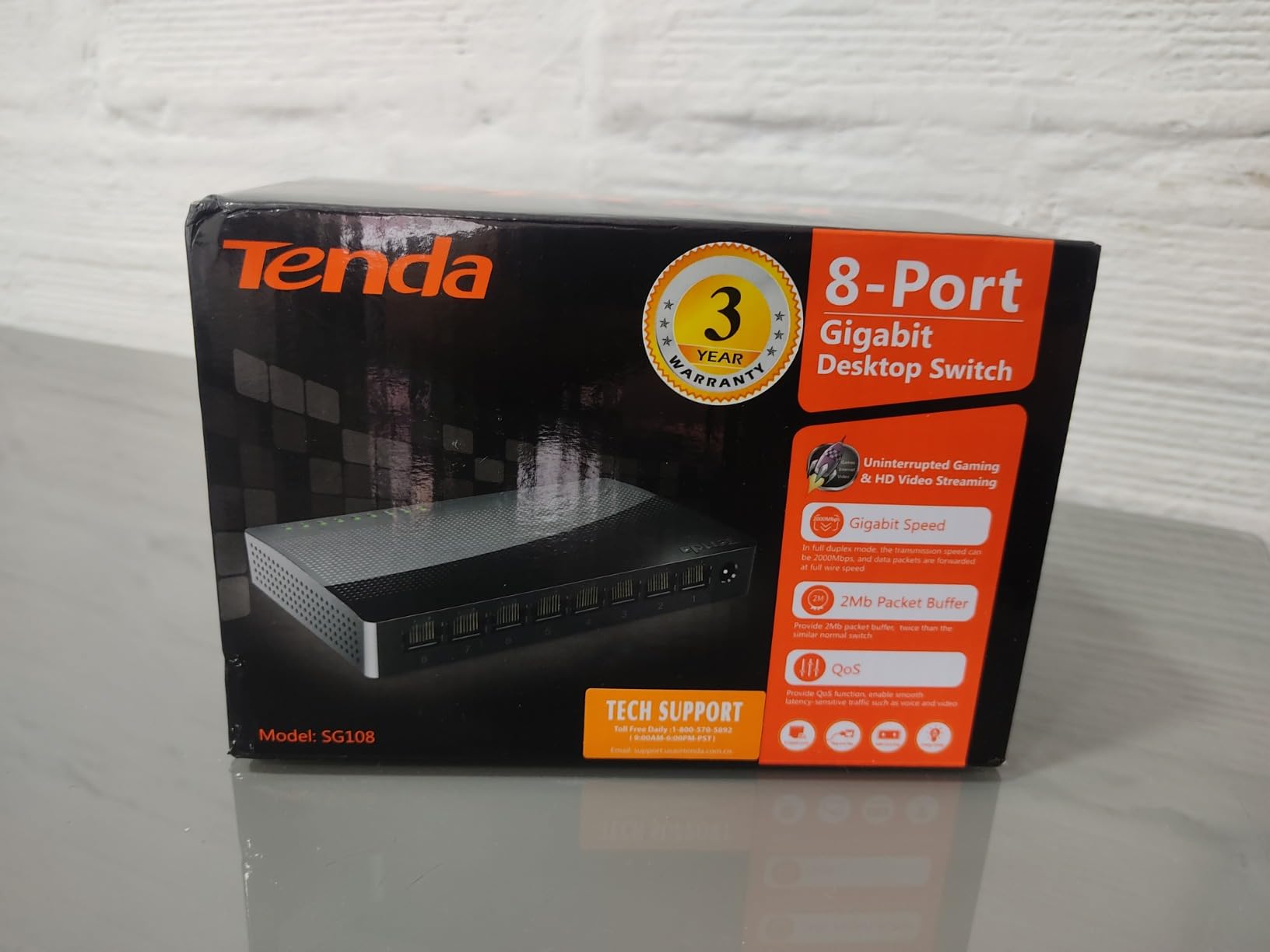Tenda 8 Port Gigabit Ethernet Switch, Desktop Ethernet Splitter Plug & Play customer photo 1