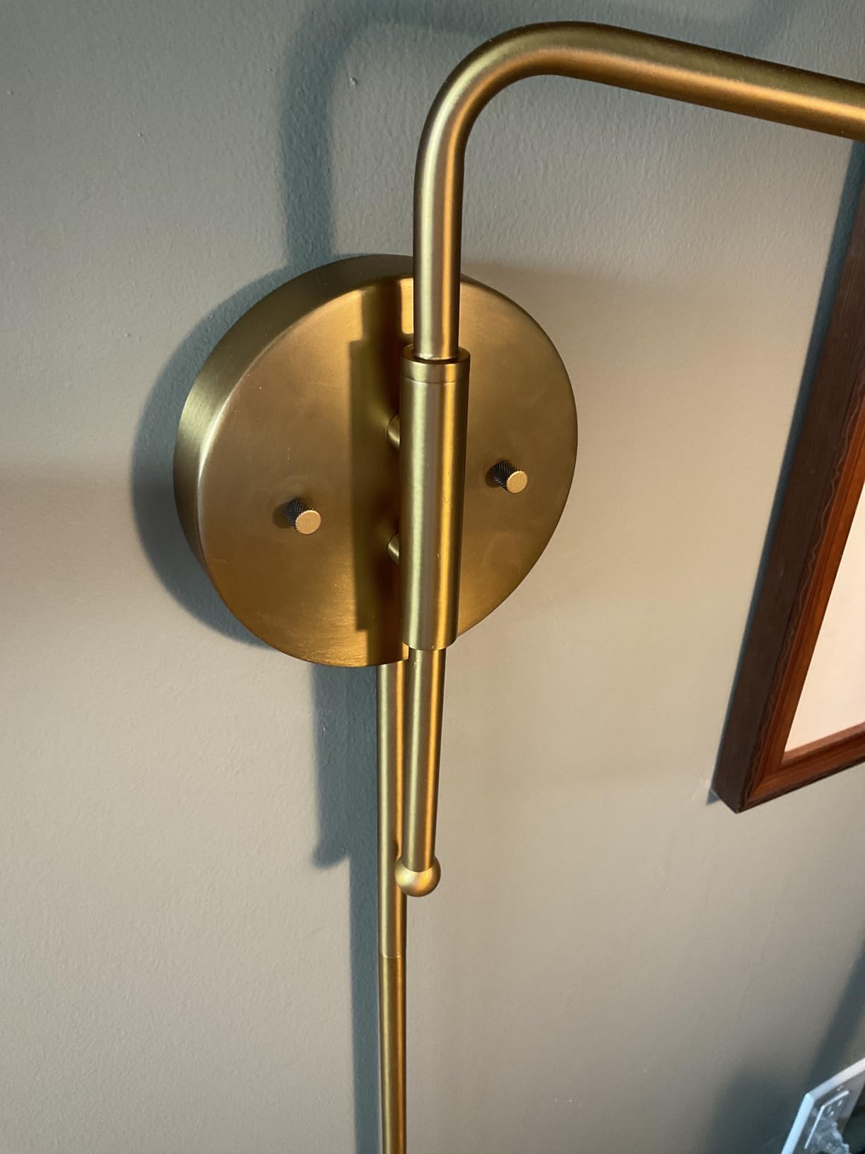 Nathan James Kai Modern Wall Mounted Plugin Bedside Reading Lamp with Pleated Shade, Vintaged Brass Finish customer photo 2