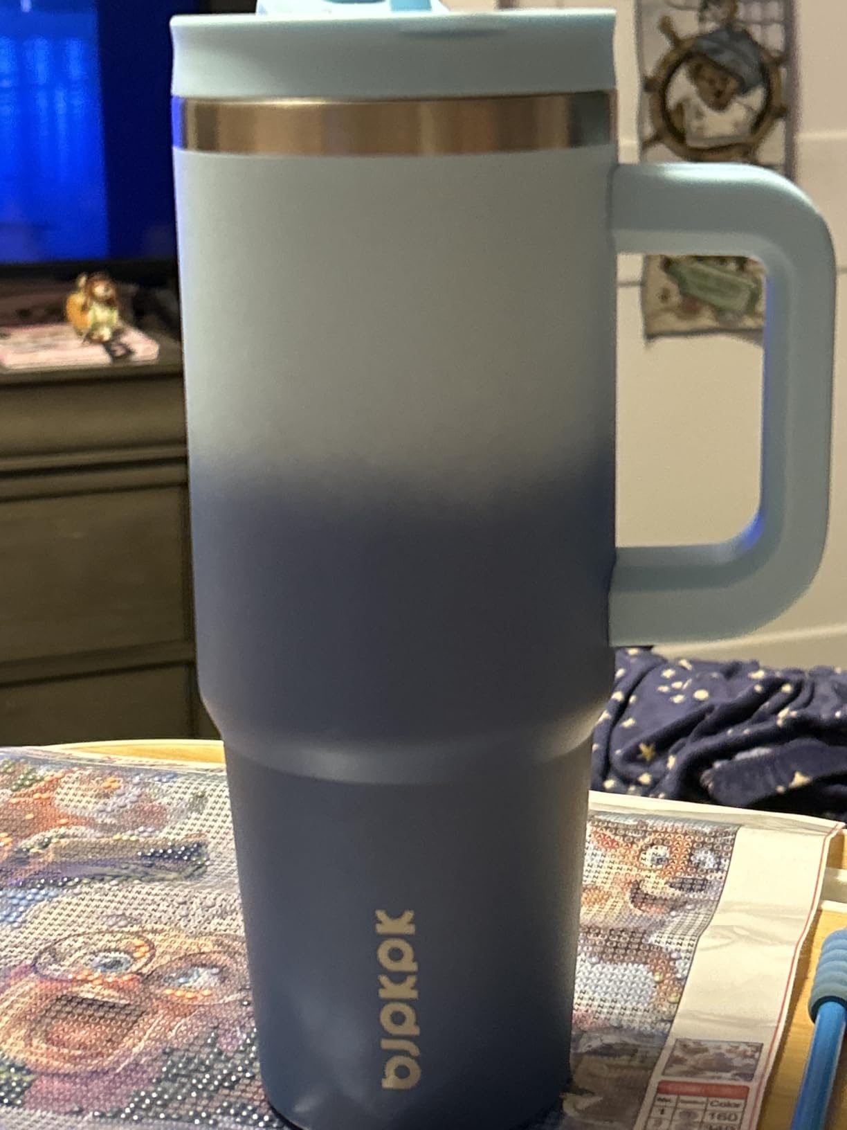 BJPKPK 40 oz Insulated Tumbler with Handle & Straw, Stainless Steel customer photo 2