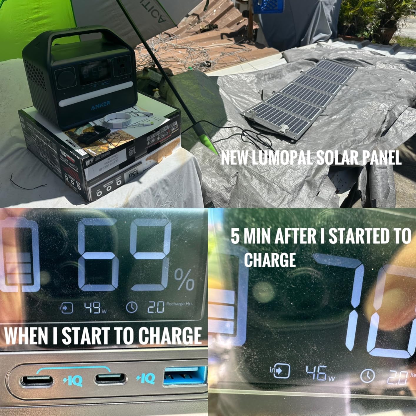 Portable Solar Panel, LUMOPAL 60W Foldable Solar Panels Charger for Camping customer photo 2