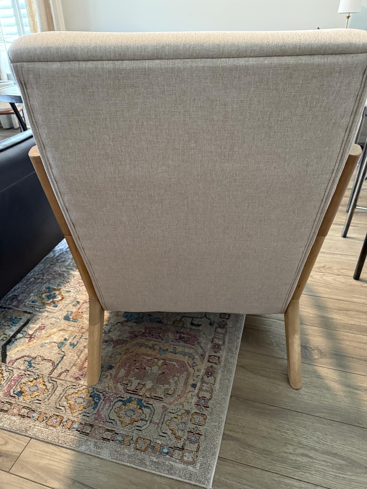 INZOY Mid Century Modern Accent Chair with High Back, PU Leather Reading Armchair with Waist Cushion, Upholstered Wood Frame Living Room Chairs for Bedroom Sunroom, Camel customer photo 1
