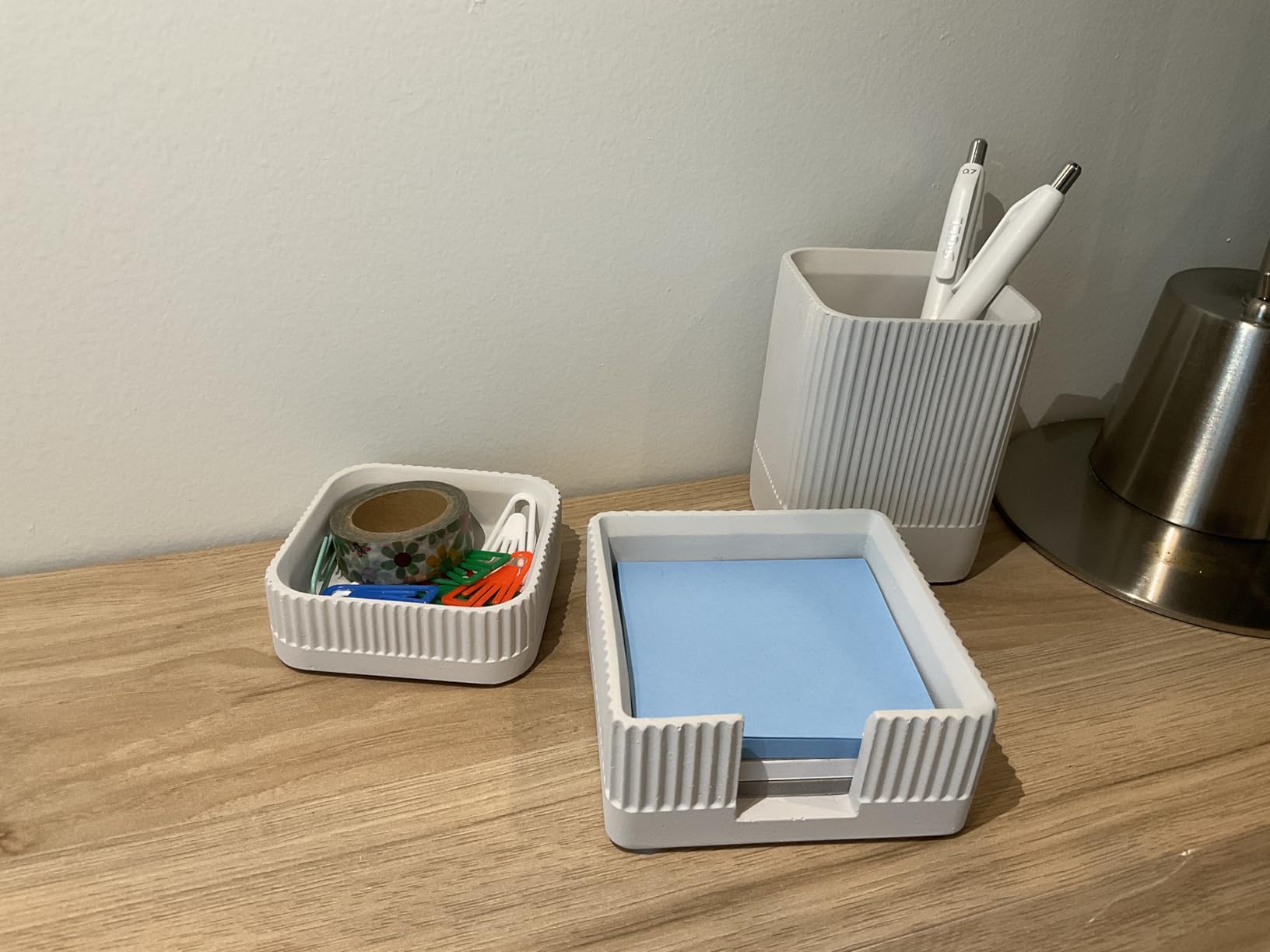 Aesthetic Desk Organizer Set of 3 - Sturdy Concrete Office Accessories customer photo 2