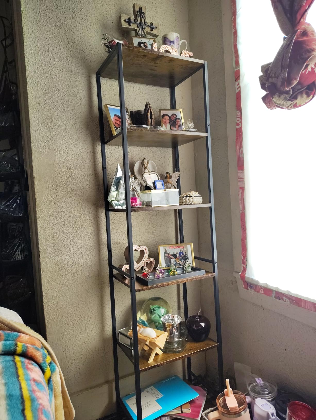 Furologee 6 Tier Bookshelf, Tall Narrow Bookcase, Rustic Brown customer photo 1