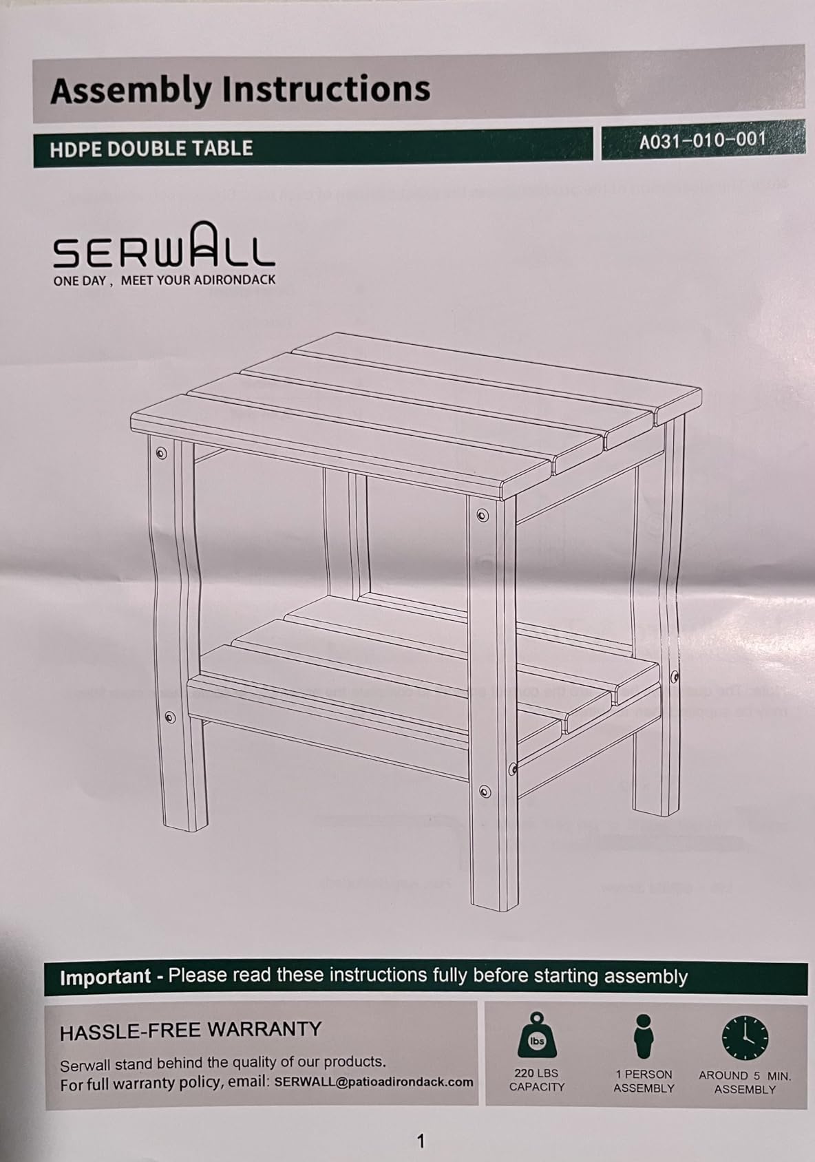 SERWALL 5-Piece Adirondack Chair and Ottoman and Table Set, HDPE Weather Resistant Adjustable Backrest Adirondack Chair with Ottoman and Side Table, Navy customer photo 1
