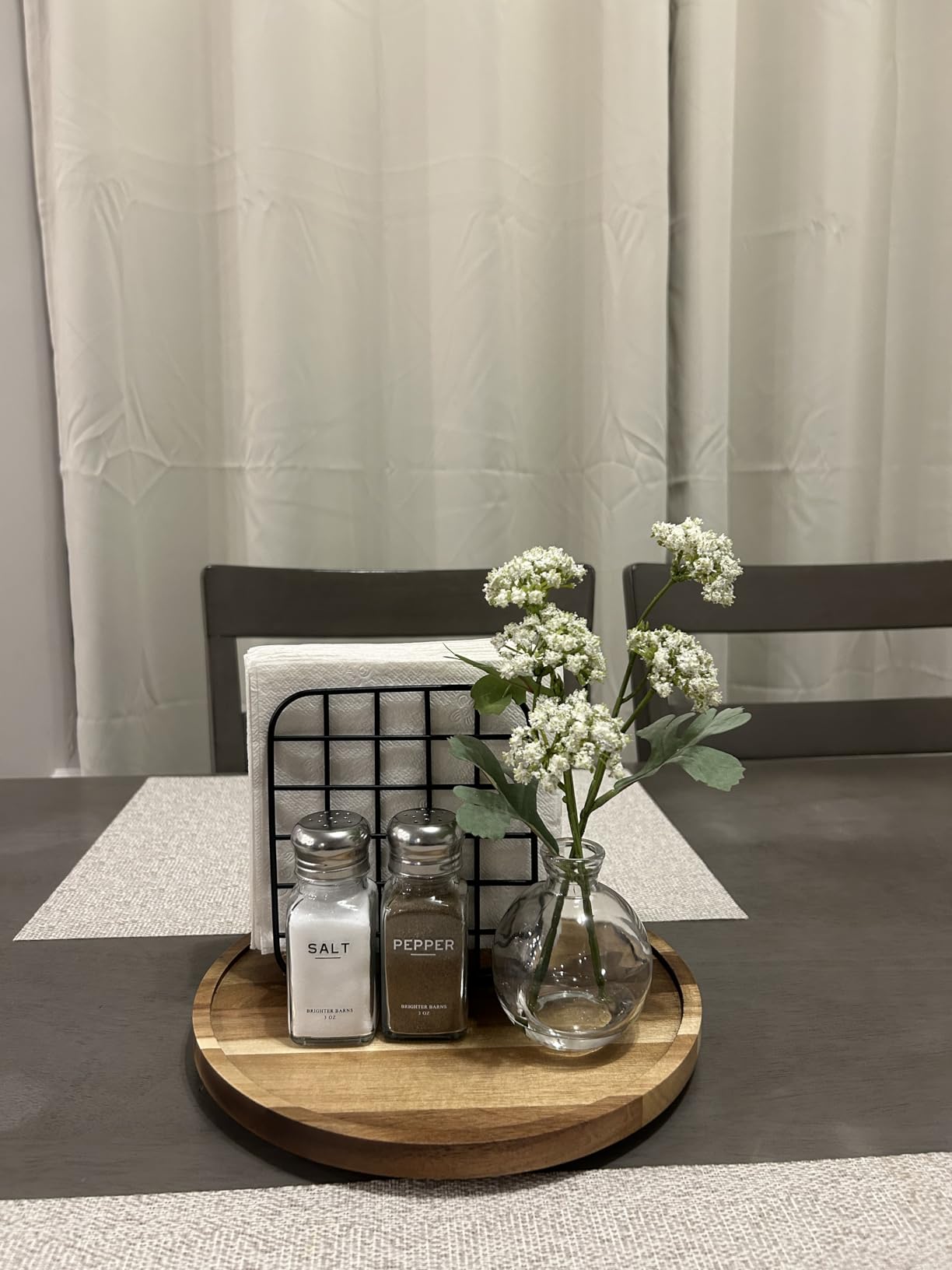Glass Salt and Pepper Shakers Set by Brighter Barns - Modern Kitchen Decor, Dining Table Countertop Accessory - Rustic, Farmhouse, Vintage Glass Shakers with Stainless Steel Lids for Home, Restaurant customer photo 1
