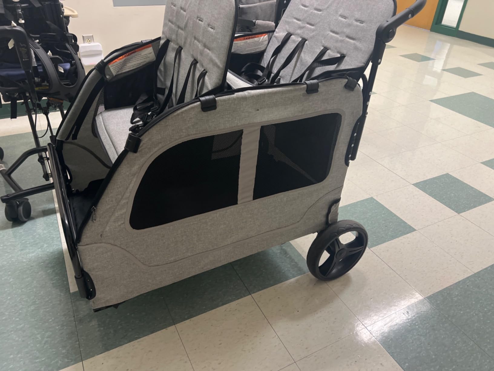 4 Seater Wagon Stroller, Triple Stroller for 2 3 Kids Toddler | Child Baby Large Quad Double Seat Travel Preschool All Terrain Adjustable Handle Removable Canopy Push Pull customer photo 1