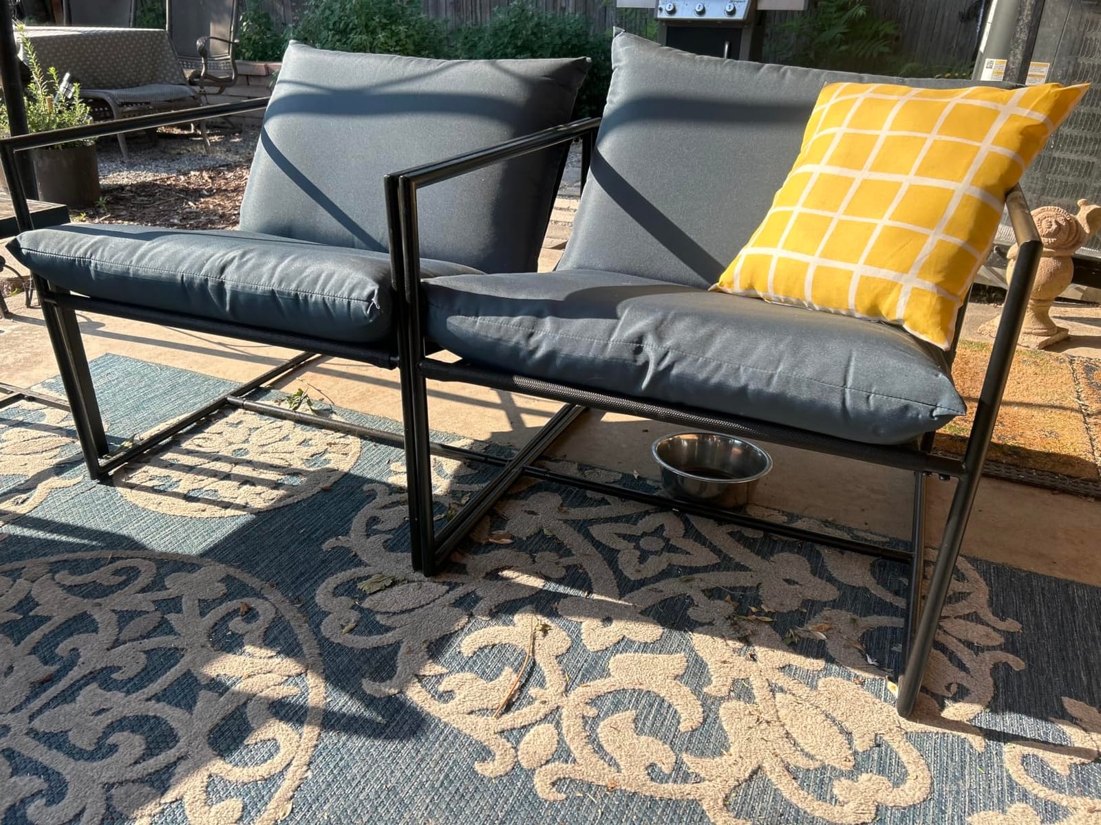 Tangkula Sling Accent Chair, Indoor Outdoor Leisure Chair with Seat & Back Cushions, Weatherproof Seat Fabric & Sturdy Metal Frame, Modern Ergonomic Lounge Chair for Living Room, Balcony (Navy) customer photo 1