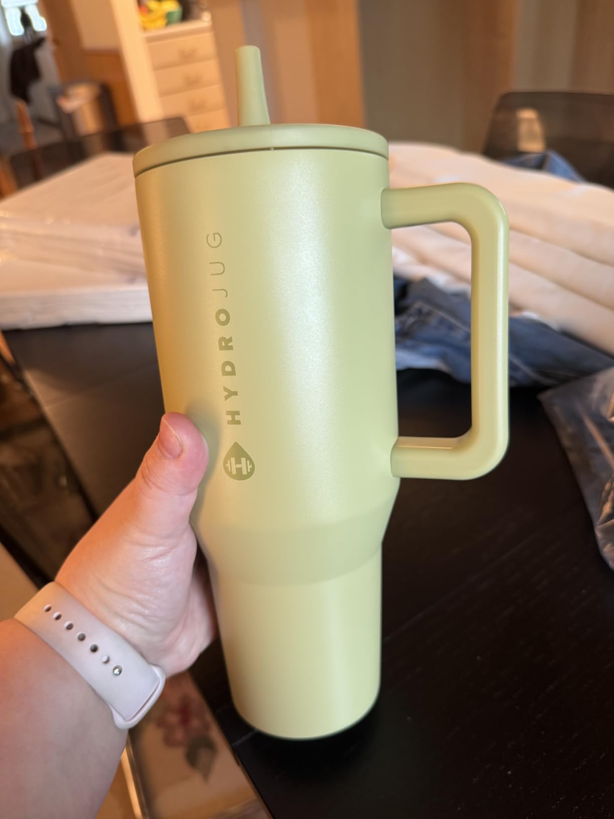 HydroJug Traveler 40oz, Insulated Tumbler with Handle & Straw, Cream customer photo 2