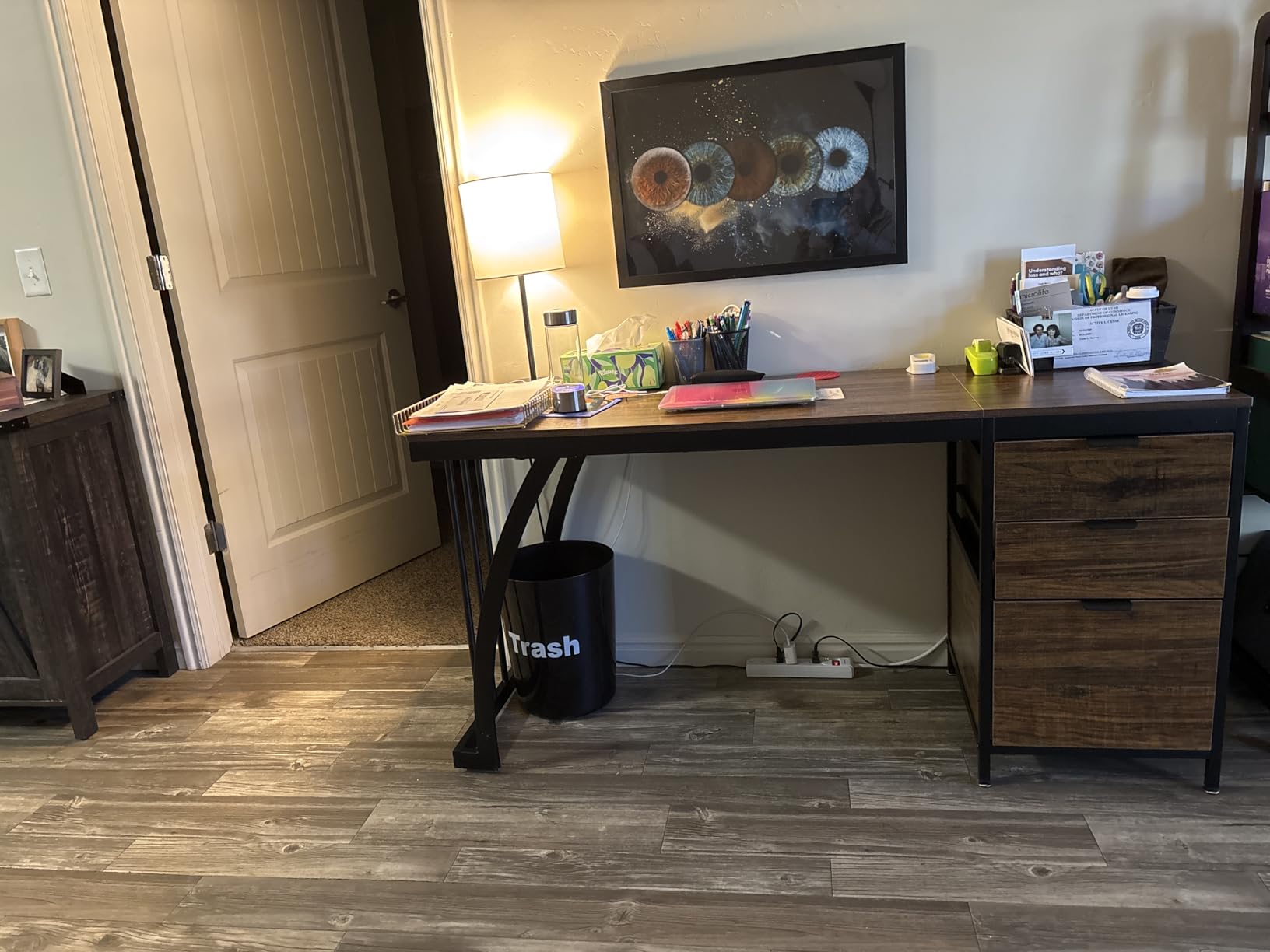 Tribesigns Computer Desk with 3 Drawers, 59-Inch PC Desk with Reversible Drawers, Industrial Study Writing Table Workstation with File Storage for Home Office, Rustic Brown customer photo 2