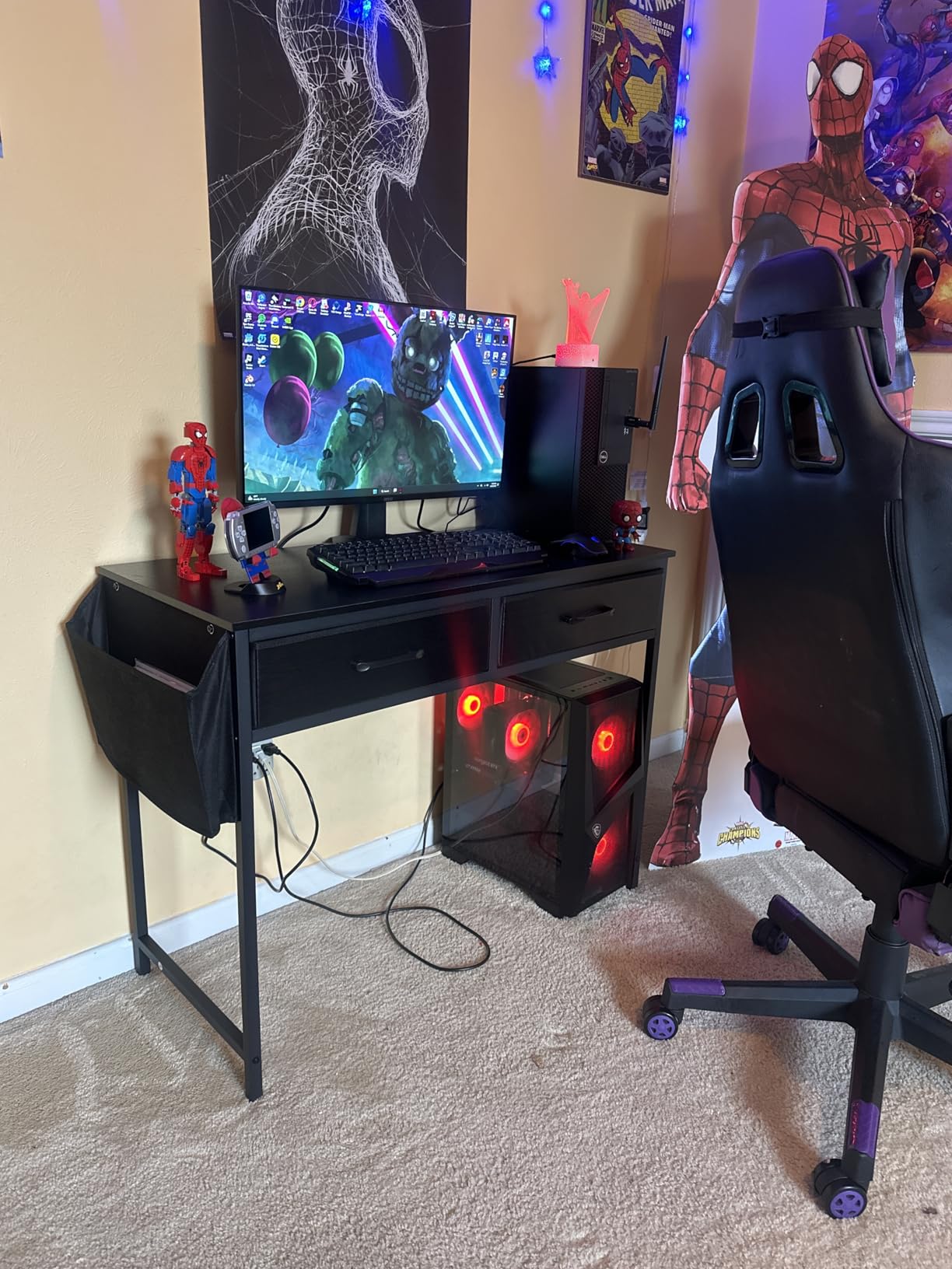 DLisiting 32 Inch Small Desk with Drawers, Black customer photo 2
