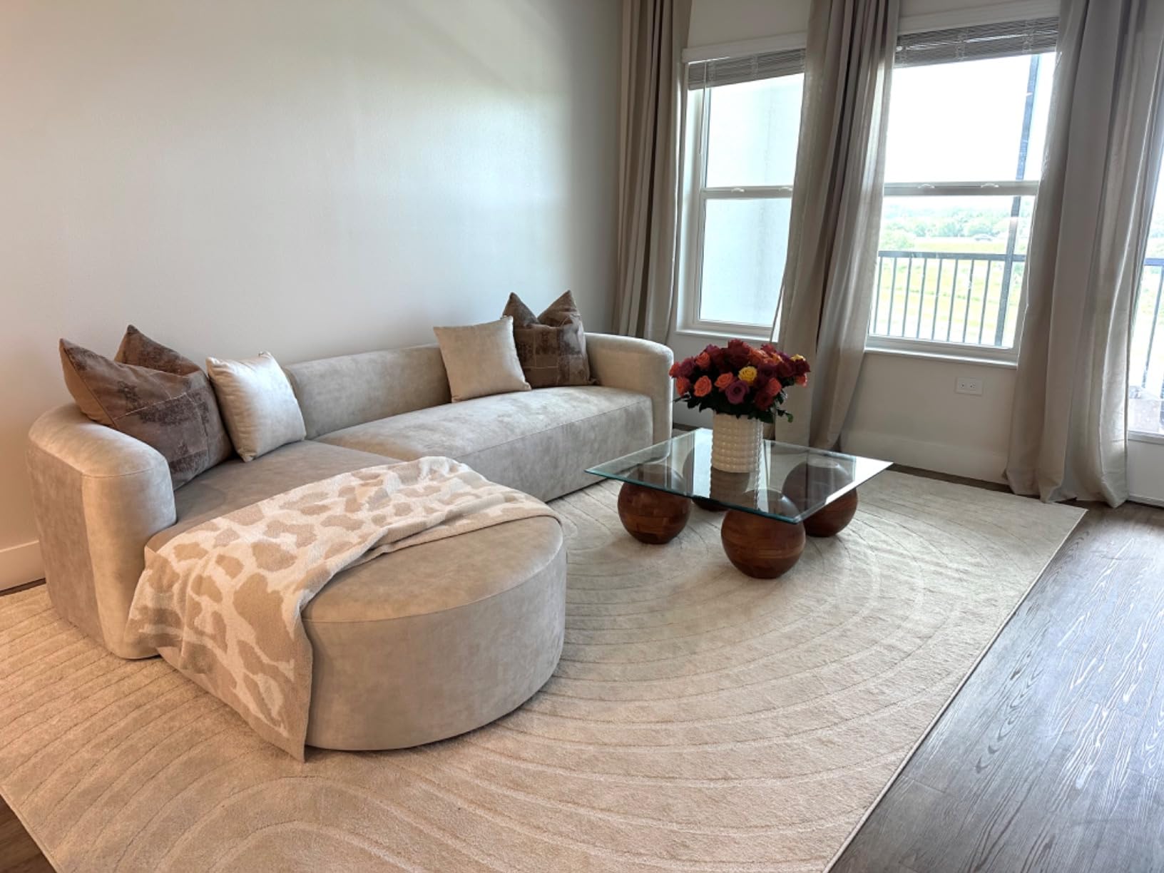 Acanva Mellow Modern Tight Curved Back Velvet Sofa, Left Chaise, Cream - Minimalist Couch for Living Room Apartment, Modular Sectional, Hardwood Frame customer photo 1