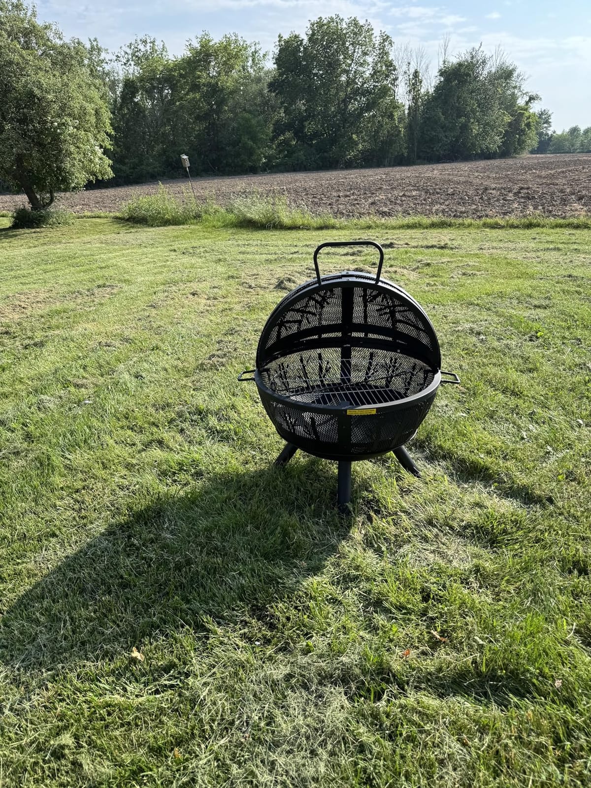 Panovue 35 Inch Wood Burning Fire Pit with BBQ Grill, Heavy Duty Fire Pits | Firepit Ball for Outside with Spark Screen & Removable Ash Pan, Outdoor Fire Pit & Fireplace for Bonfire in Garden, Yard customer photo 1