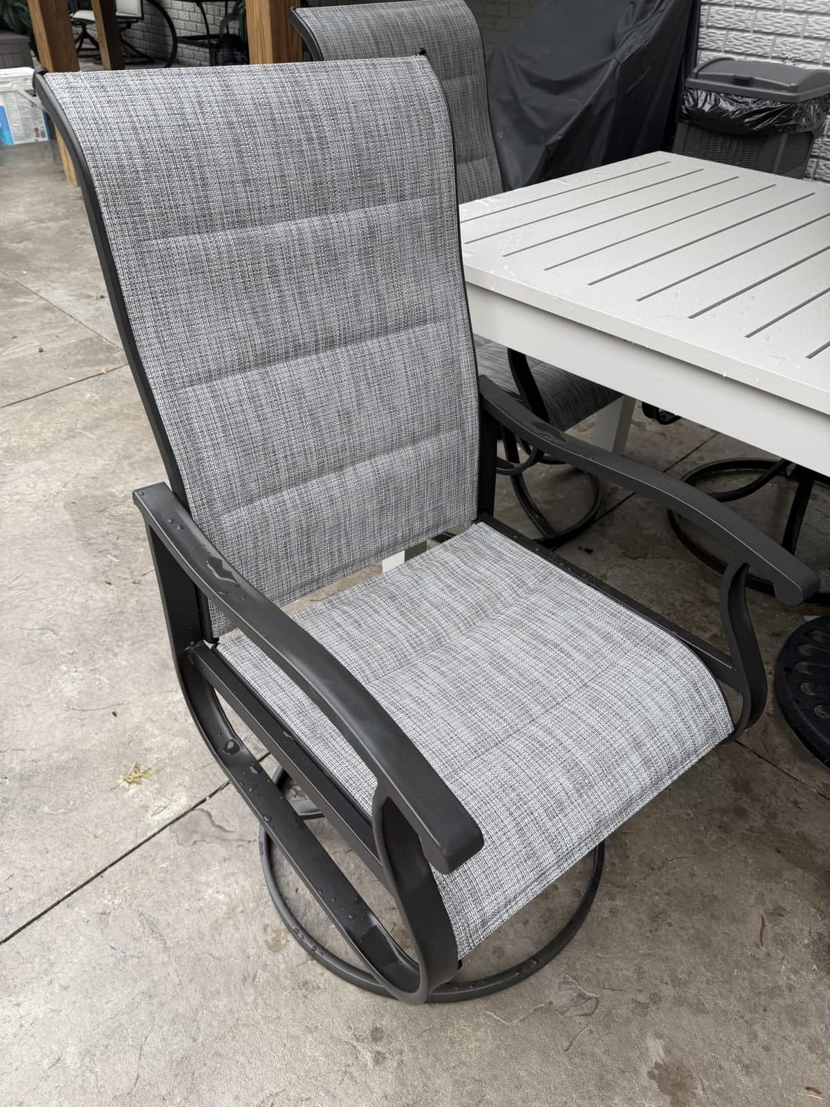 Patio Swivel Chairs Set of 2, Outdoor Rocking Dining Chairs with High Back customer photo 1