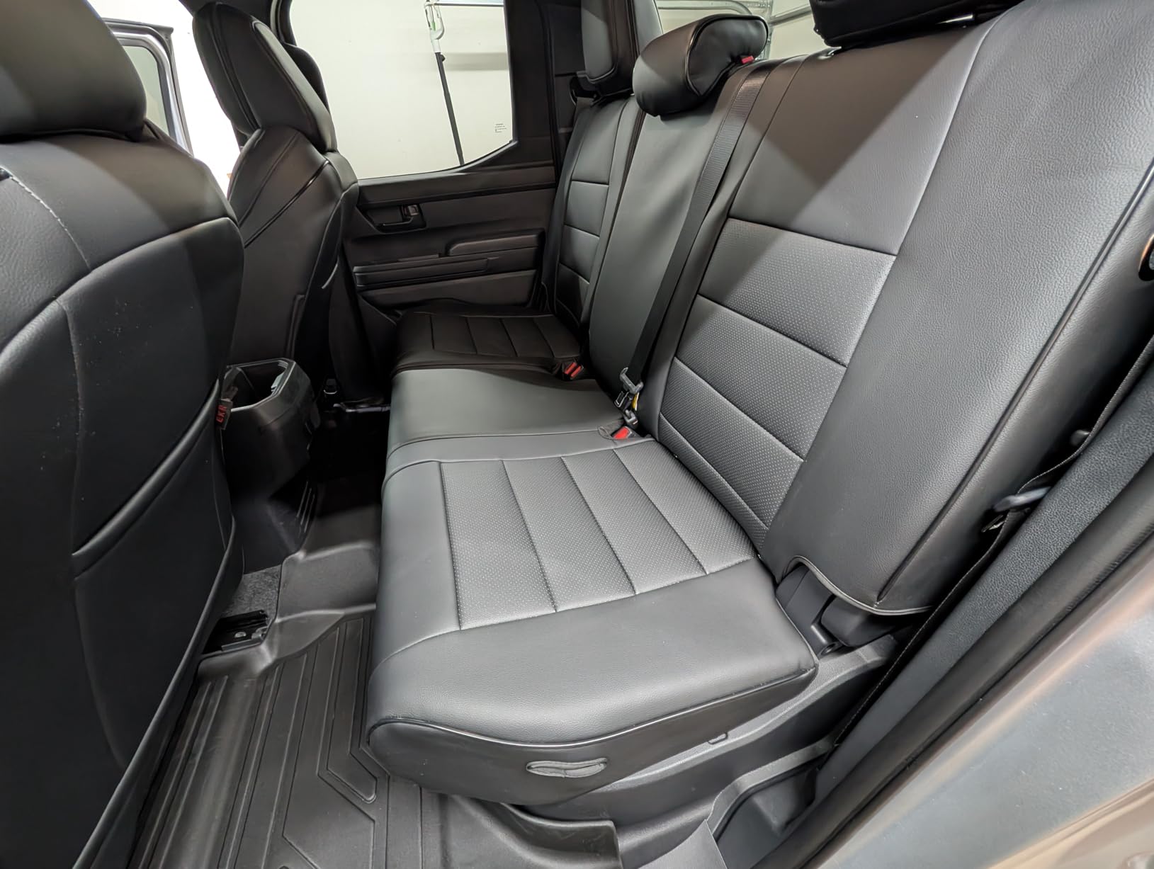 EKR Tacoma Car Seat Covers Custom Fit for Toyota Tacoma (Petrol) 2024 2025 2026 DoubleCab/CrewCab SR/SR5/TRD Sport/TRD Off-Road/Limited - Truck Seat Covers Full Set, Faux Leather (Black) customer photo 2