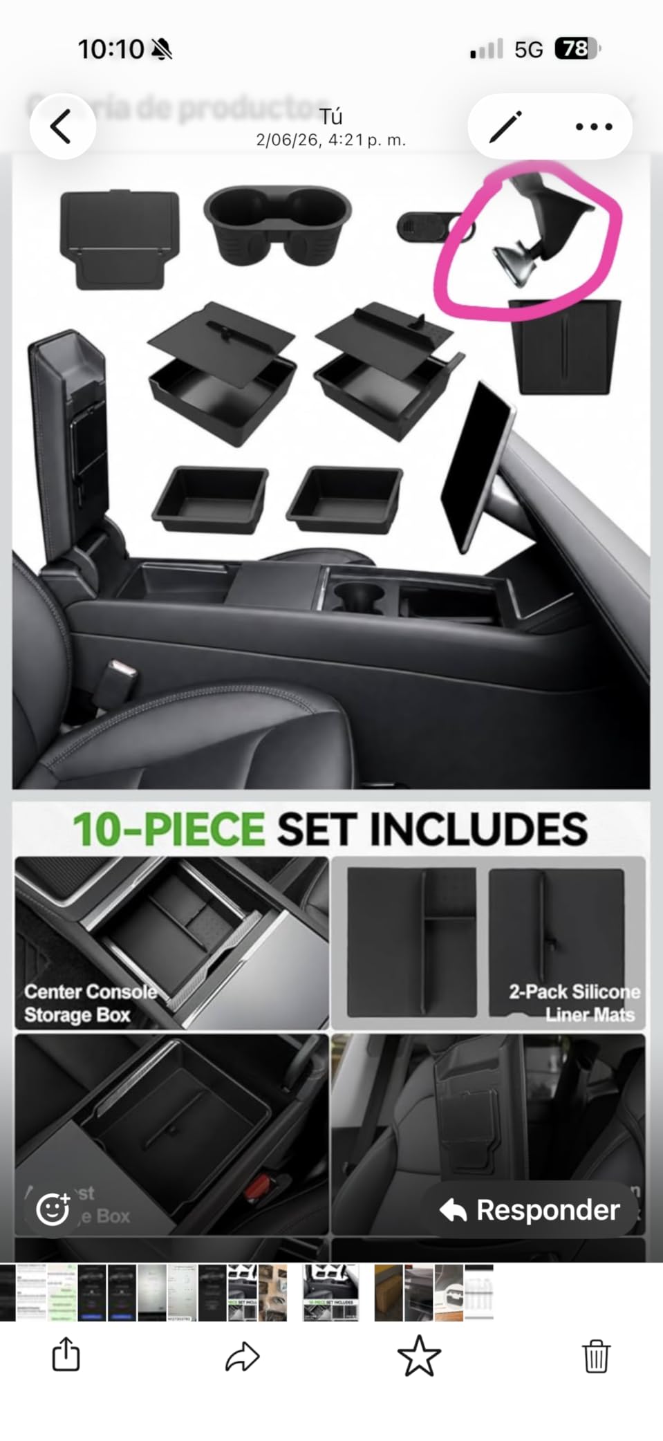 Center Console Organizer for 2024-2026 Tesla Model 3 Highland | 9PCS Includes Center Console Tray, Armrest Hidden Storage Box, Cup Holder & Charger Pad Cover customer photo 2