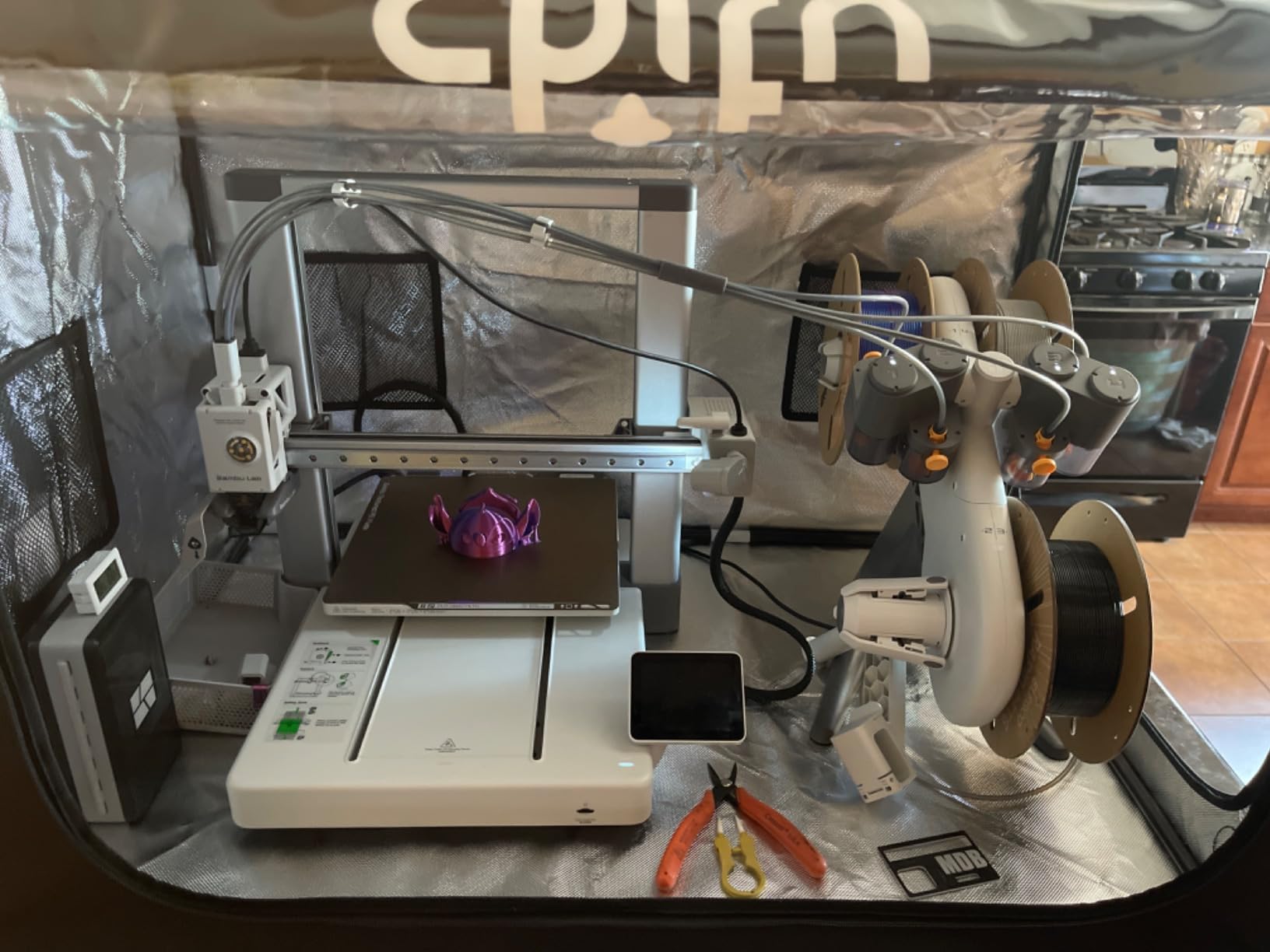 3D Printer Enclosure for Bambu Lab A1 Combo/A1 Mini Combo with AMS Lite,840X570X570mm Enclosure Large Size Fireproof Dustproof Tent Constant Temperature Protective Cover customer photo 2