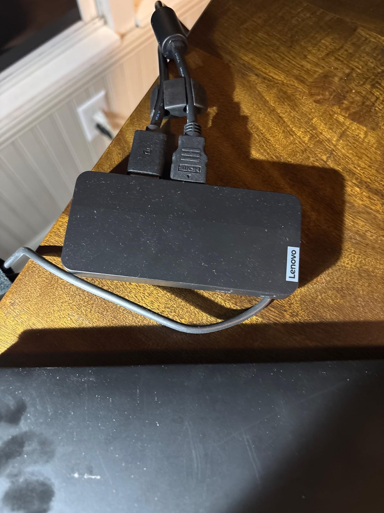 Lenovo USB-C Dual Display Travel Dock - 7 Ports, Integrated Cable, Universal Compatibility, Two displays at 4K - Black customer photo 1