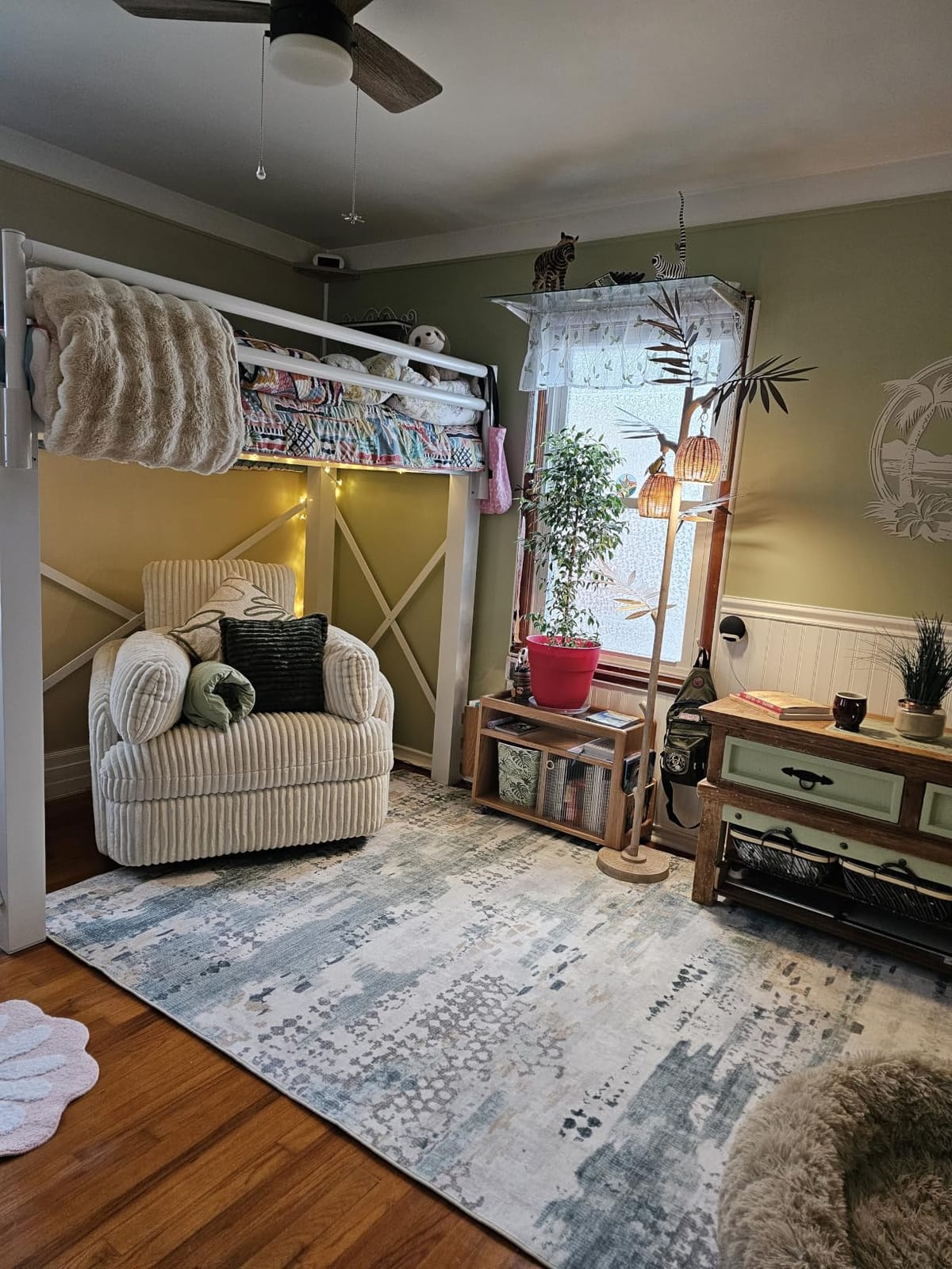 Signature Design by Ashley Oversized Swivel Glider Recliner, Ivory | Hidden armrest storage, Soft polyester cord, Smooth 360-degree rotation, Rocking chair motion, Tie-Breaker Series customer photo 1