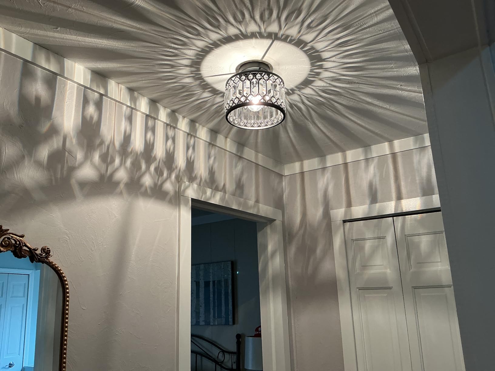 Pevfah Crystal Black Ceiling Light, 1-Light Semi Flush Light Fixture, 9 in | Flush Mount Hallway Chandelier, Small Light Fixture Ceiling Mount, Modern Ceiling Lamp for Entryway Closet, Bulb Not Included customer photo 1