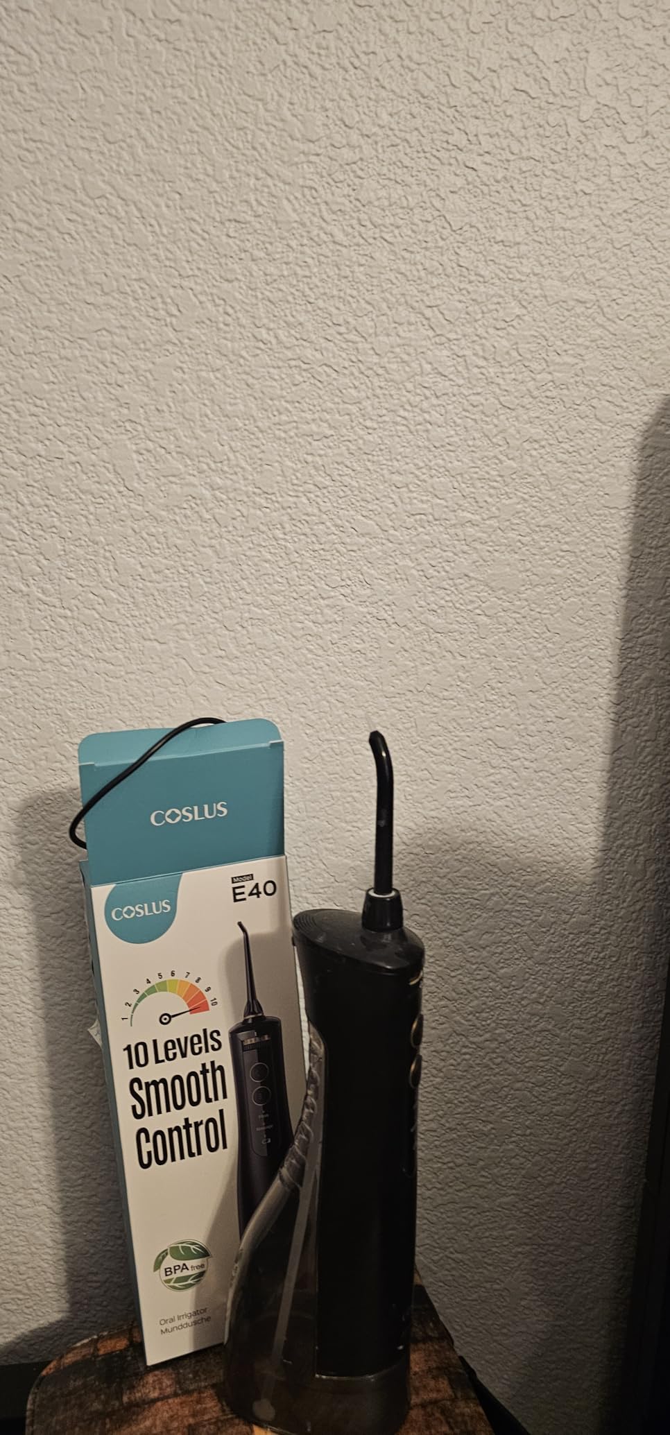 COSLUS ADA Accepted E40 Water Dental Flosser, 10 Pressure Levels, Black Pro customer photo 1