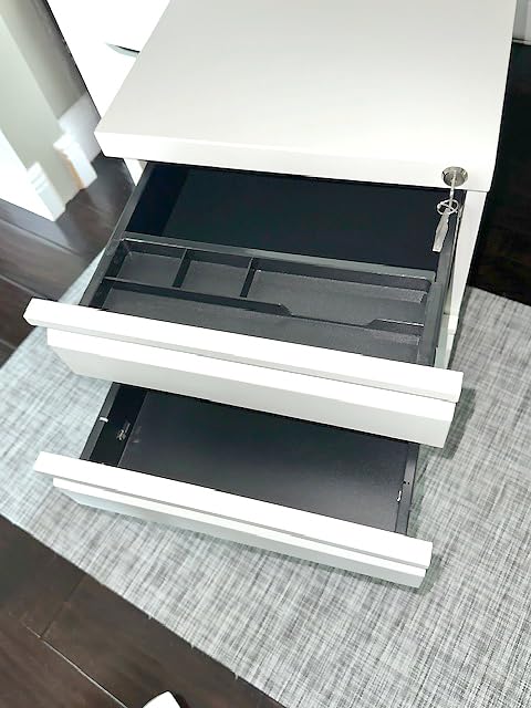 Guizeeopo 3 Drawer File Cabinet with Lock, File Cabinets for Home Office,Under Desk Cabinet, Locking File Cabinet for A4/Letter/Legal, Fully Assembled Expect Casters, Matte White customer photo 1