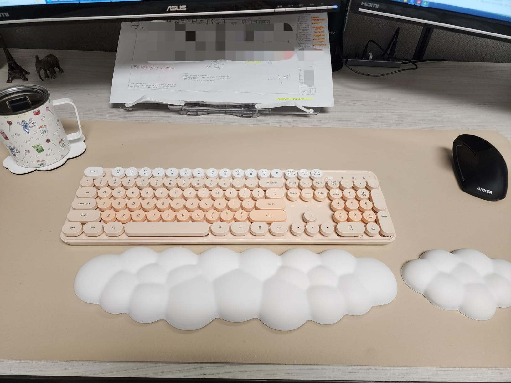 Wireless Keyboard and Mouse, Full-Sized Typewriter Keyboard Silent, Creamy customer photo 1