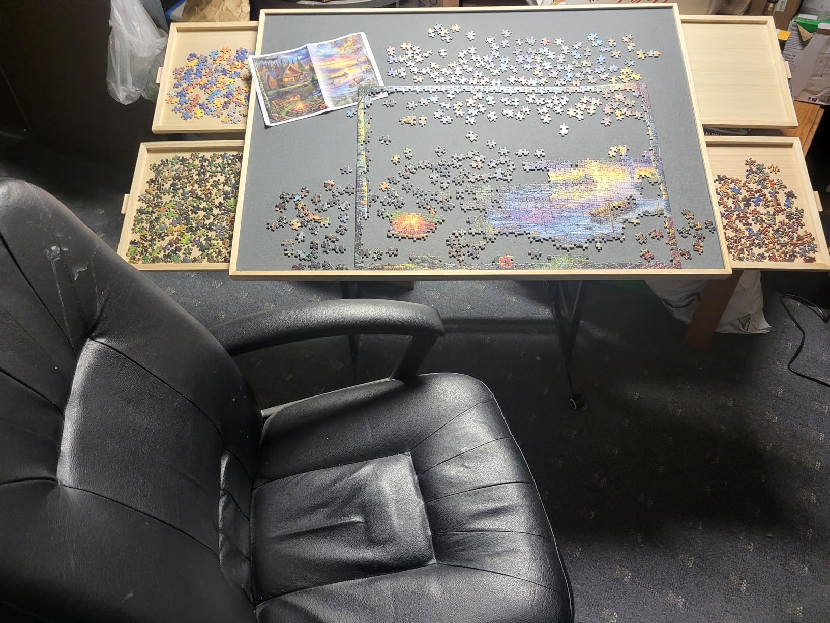BuilderButler Puzzle Table 1500 Pieces with Wheels, Drawers & Cover, 33.58