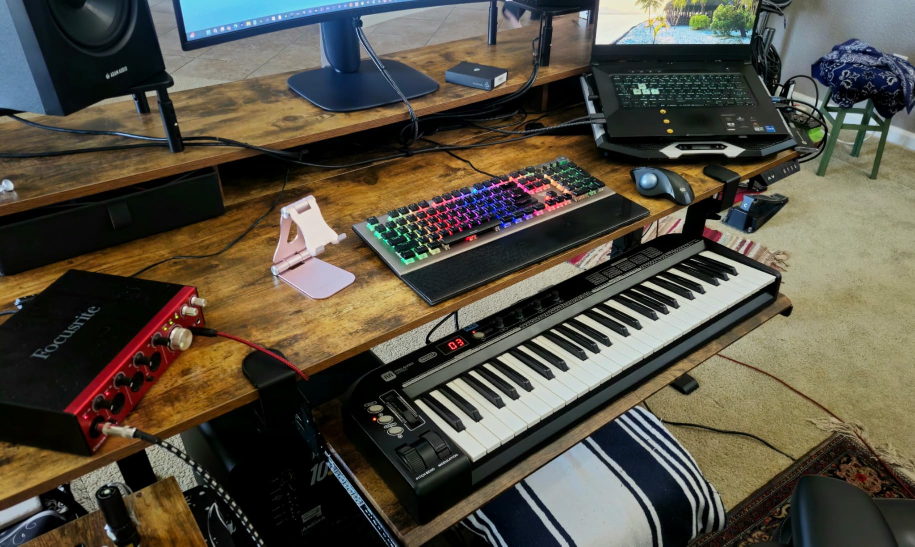 AX WABER Keyboard Tray Under Desk Pull Out with Extra Sturdy Adjustable C Clamp Mount System, 27.3 (32.5 inch Including Clamps) x 11 Inch Slide-Out Platform Computer Drawer for Typing, Black,AX01WB01 customer photo 1