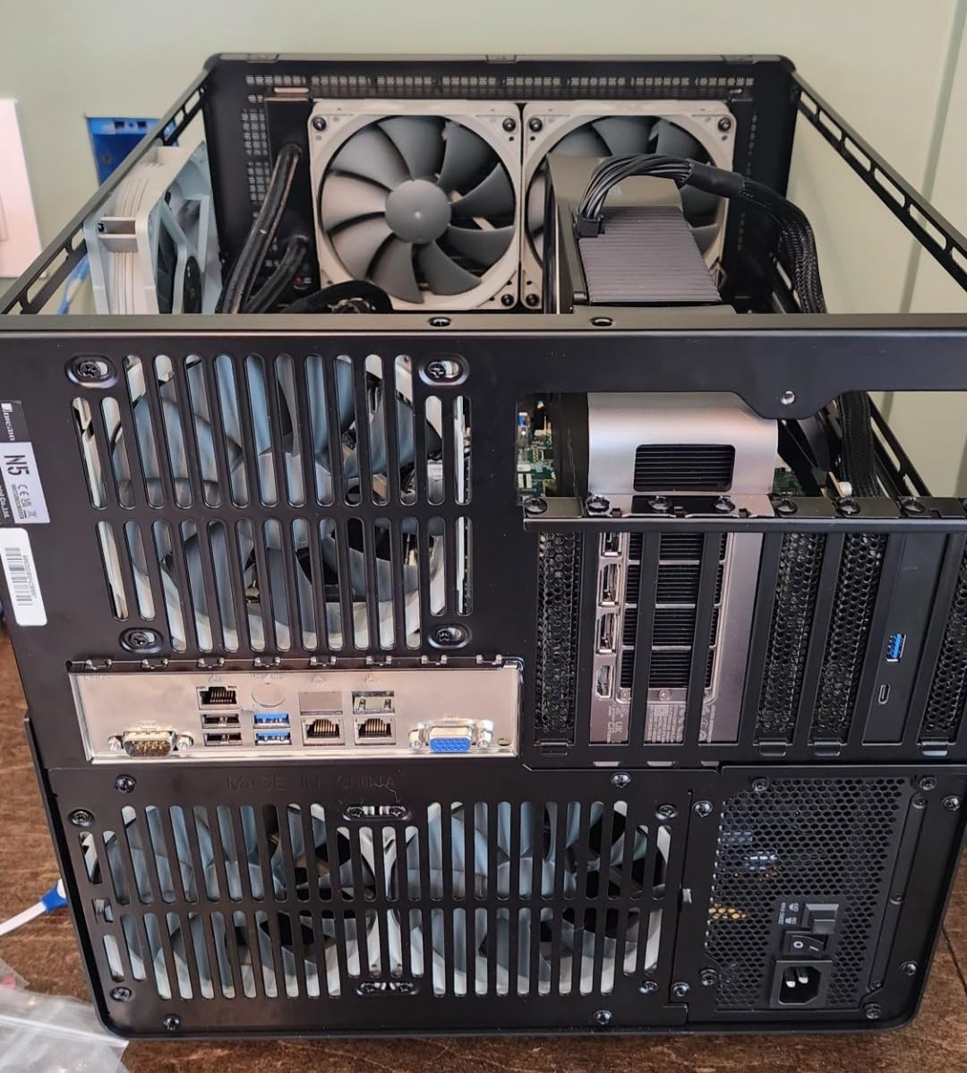 JONSBO N5 NAS Pc Case, E-ATX,12HDD+4SSD Drive Bay GPU HP Host, Supports Max. 4 GPU,E-A.TX(330mm) MB/ATX PSU Supports, with 3 Fans Built-in, 8 Slots PCI, Solid Wood Veneer Computer Case,Home Server customer photo 1