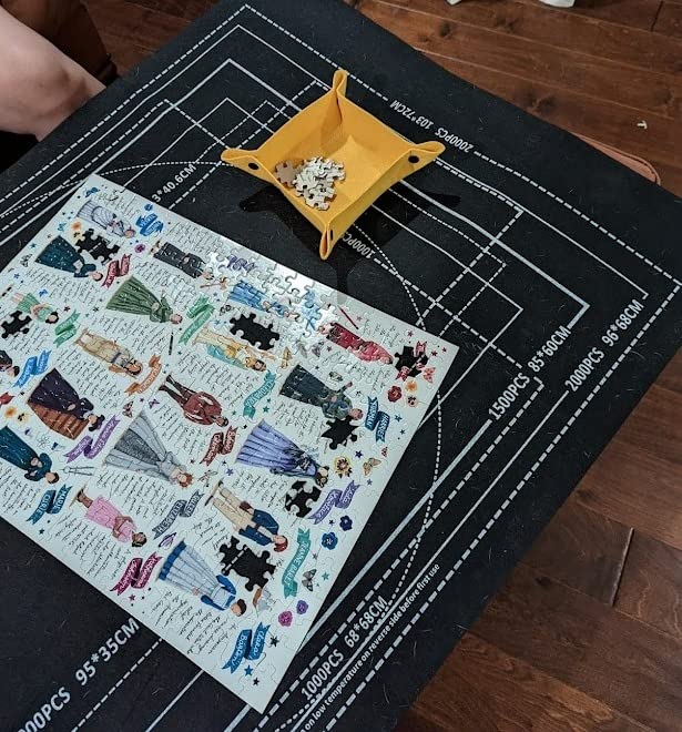 Jigsaw Puzzle Mat Roll Up - 3000 2000 1500 1000 Pieces Puzzel Matte, Black Felt Roll-Up Puzzles Felt Save Mats Trays for Sorting Board Clear Sheets and Frame Keeper for Adults customer photo 1
