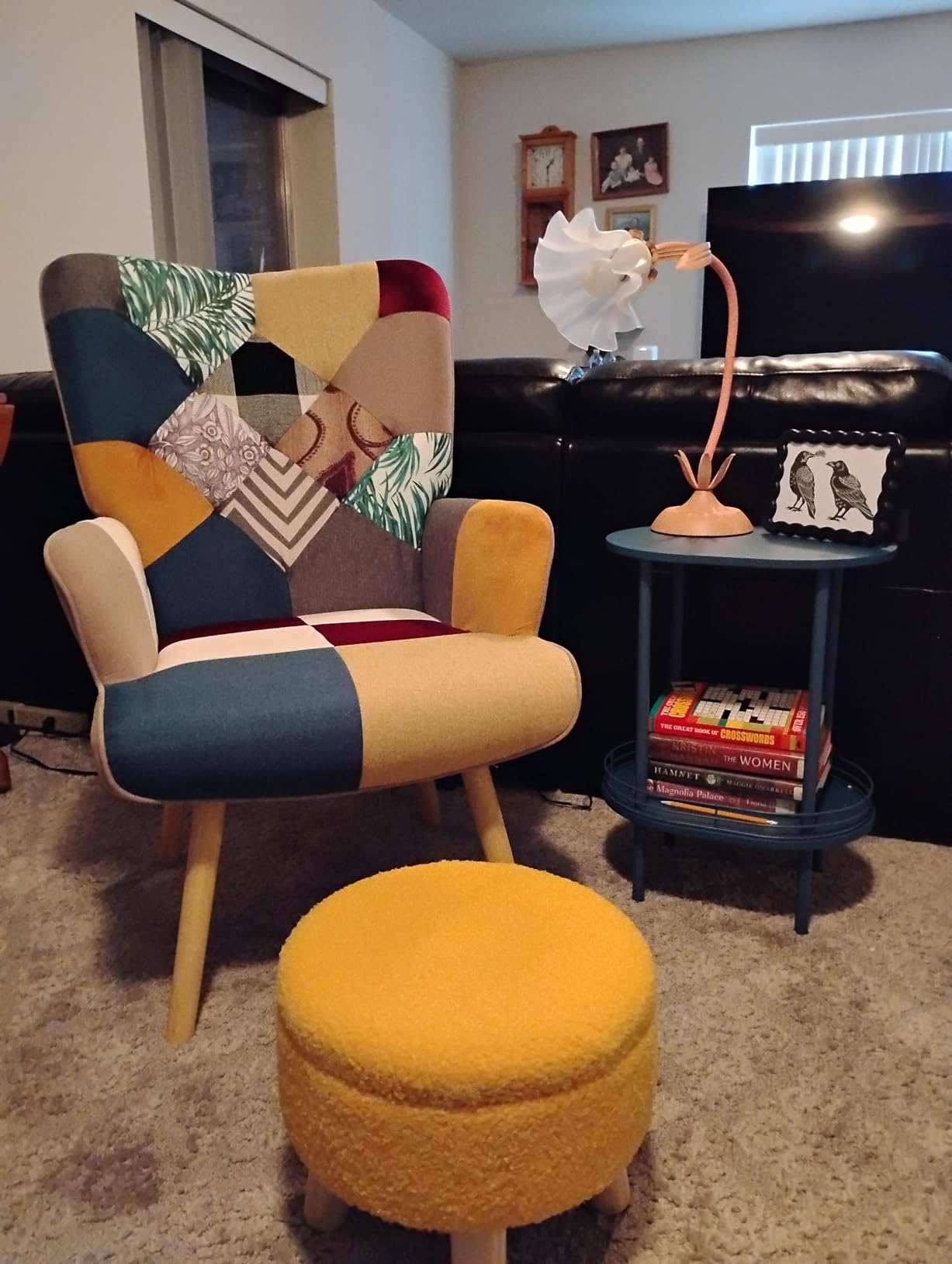 Joysoul Living Room Accent Chair Modern High Back Arm Chair, Golden Burgundy Bohemian Style Chairs for Bedroom Waiting Room customer photo 1