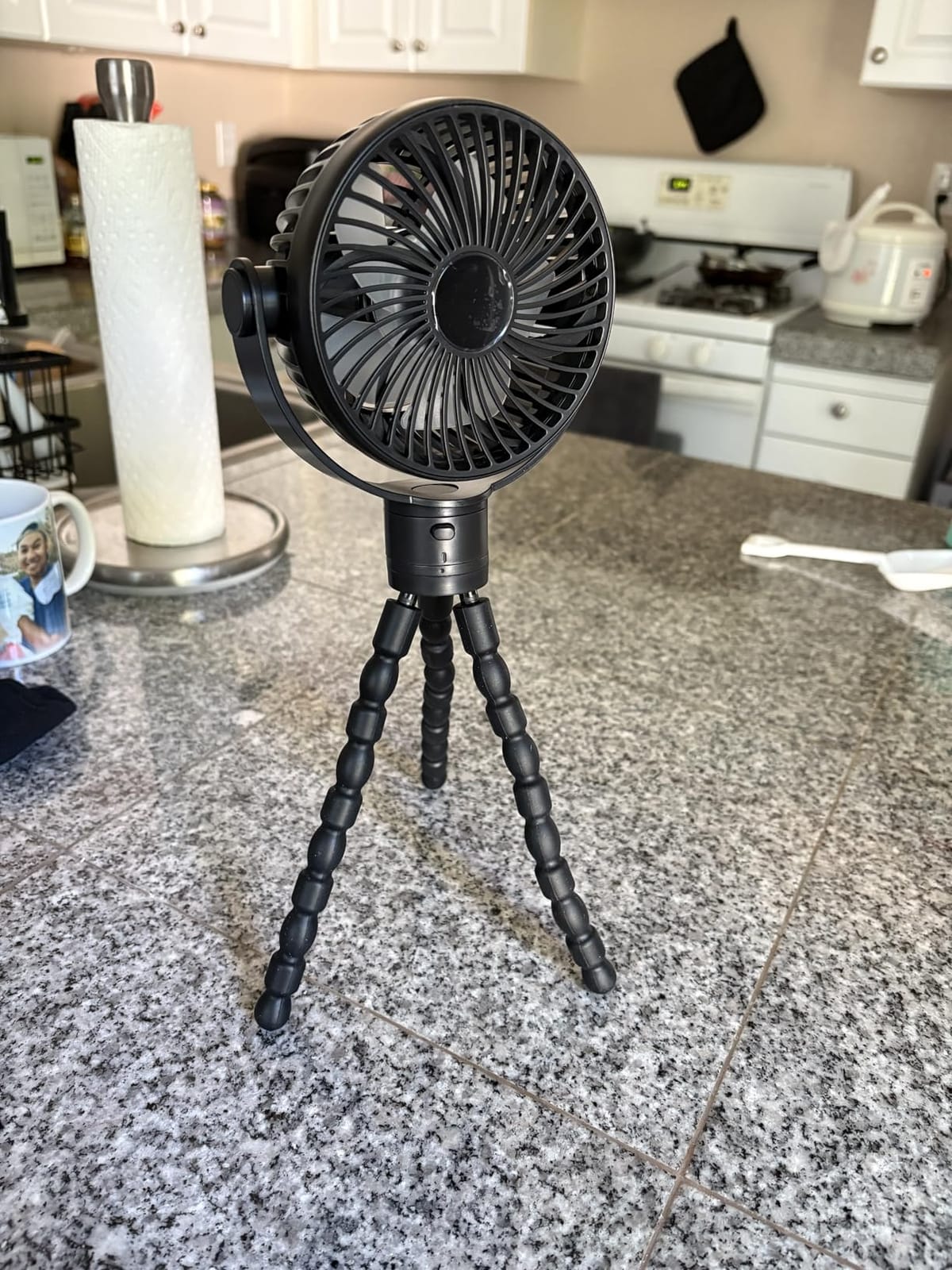 Coohea Portable Stroller Fan, 25H Long-lasting, 4 Speed, Night Light, Black | 4000mAh Rechargeable Battery Powered Fan, Head Detachable 360° Rotate Mini Fan, Easy to Wrap for Car Seat Crib Bike Treadmill customer photo 2