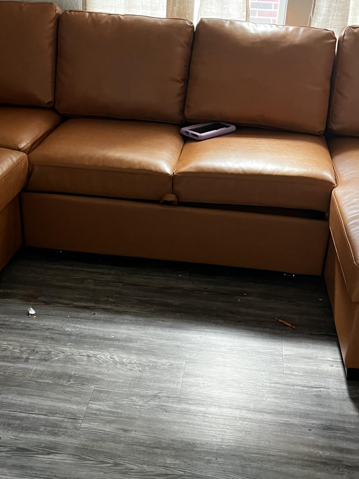 HONBAY Sleeper Sectional Couch with Pull-Out Bed Sectional Sleeper Sofa Pull Out Bed with Storage Chaise, 6 Seaters Couch for Living Room, Velvet Blue customer photo 2