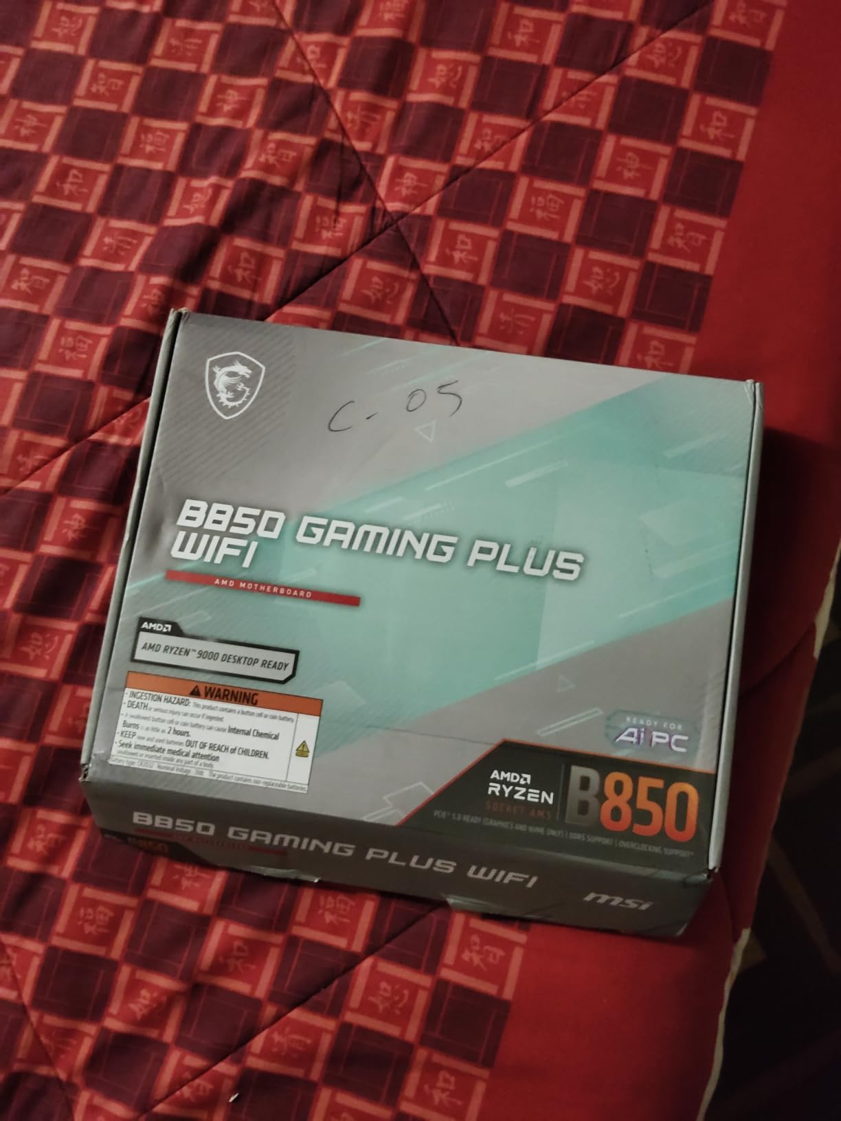 MSI B850 Gaming Plus WiFi Motherboard, ATX - Supports AMD Ryzen 9000/8000 / 7000 Processors, AM5 - DDR5 Memory Boost 8200+ MT/s (OC), PCIe 5.0 x16 & 4.0 x16, M.2 Gen5, Wi-Fi 7, 5G LAN customer photo 1
