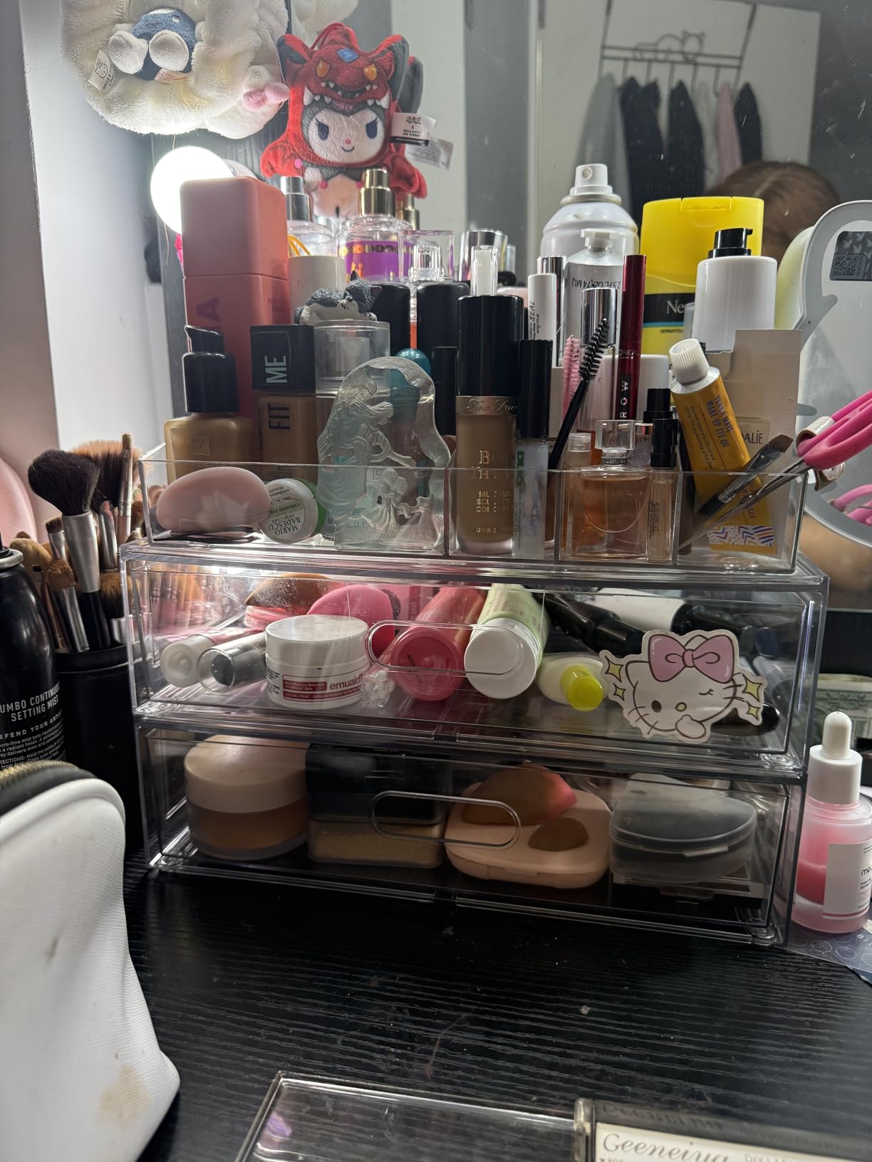 Clear Stackable Makeup Organizer with Drawer, 12''W Acrylic Storage Drawers | Cosmetic Display Case for Vanity Bathroom Countertop Drawers, Beauty Holder for Lipstick Brush Skincare Perfume customer photo 1